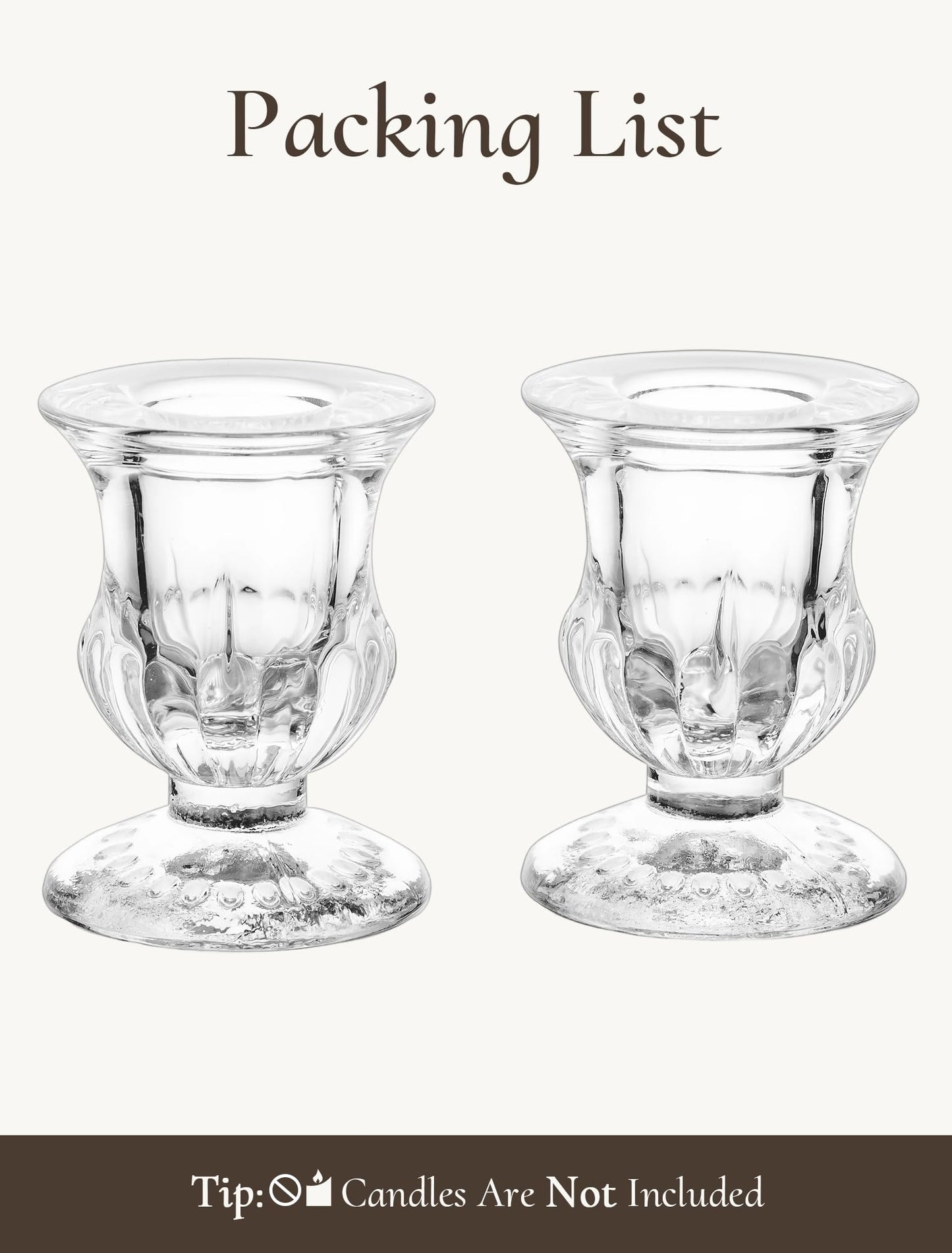 Inweder Glass Taper Candle Holders: Crystal Clear Candlestick Holders Modern Small Candle Stick Holder for Wedding Table Centerpiece Party Dinning Home Christmas Set of 2
