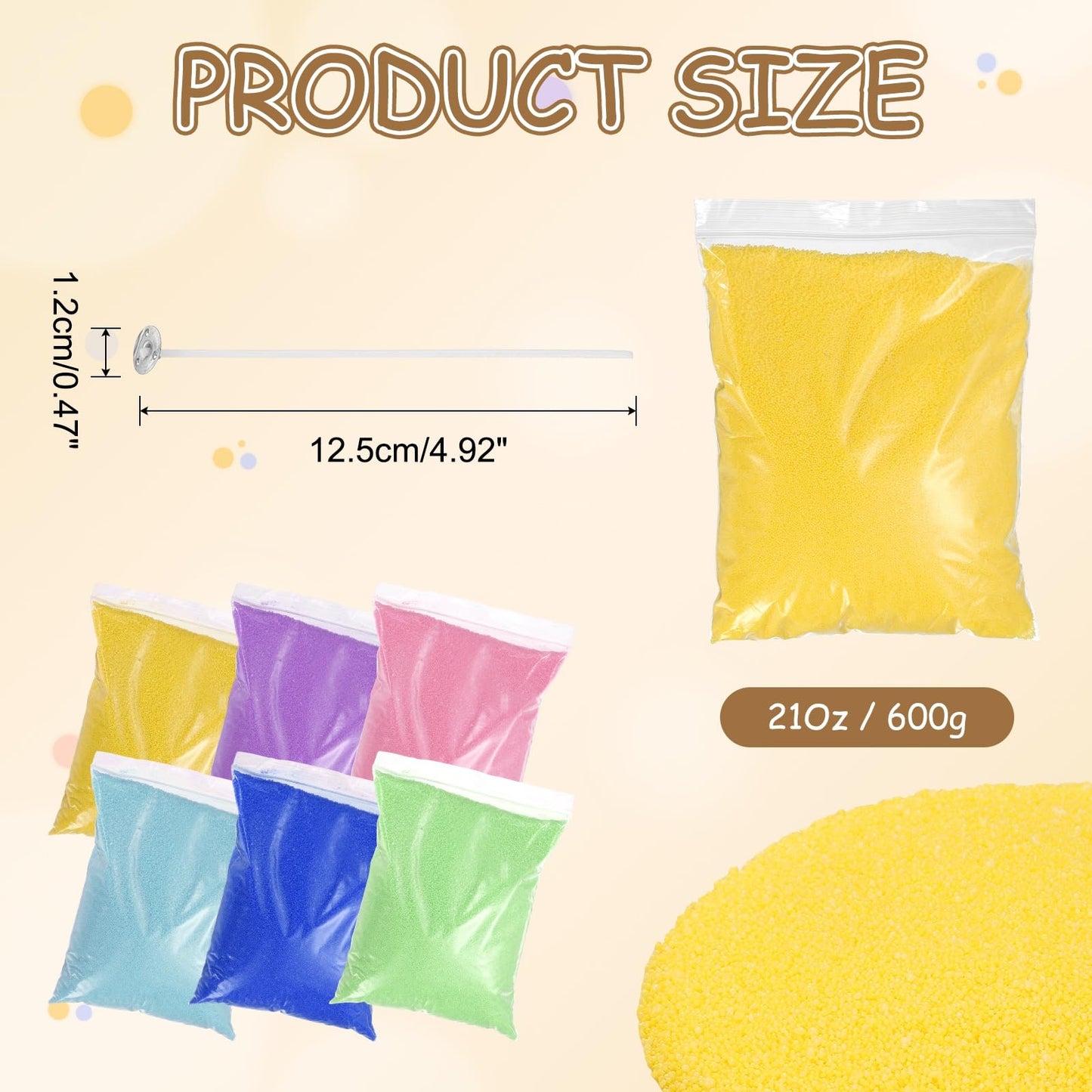 MECCANIXITY Pearled Sand Candles with 50 Pcs Wicks 21Oz / 600g Candle Beads Refillable Powder Sand Wax Making Kit for Thanksgiving Christmas Wedding Party DIY Home Crafts, Yellow