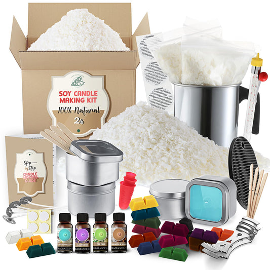 Etienne Alair Organic Soy Candle Making Kit for Adults, DIY Crafts, Complete Candle Making Supplies Include Natural Soy Wax, Tins, Scents, Dyes, Wicks & More – Gift Idea, Perfect Home Decor – 2 Lbs