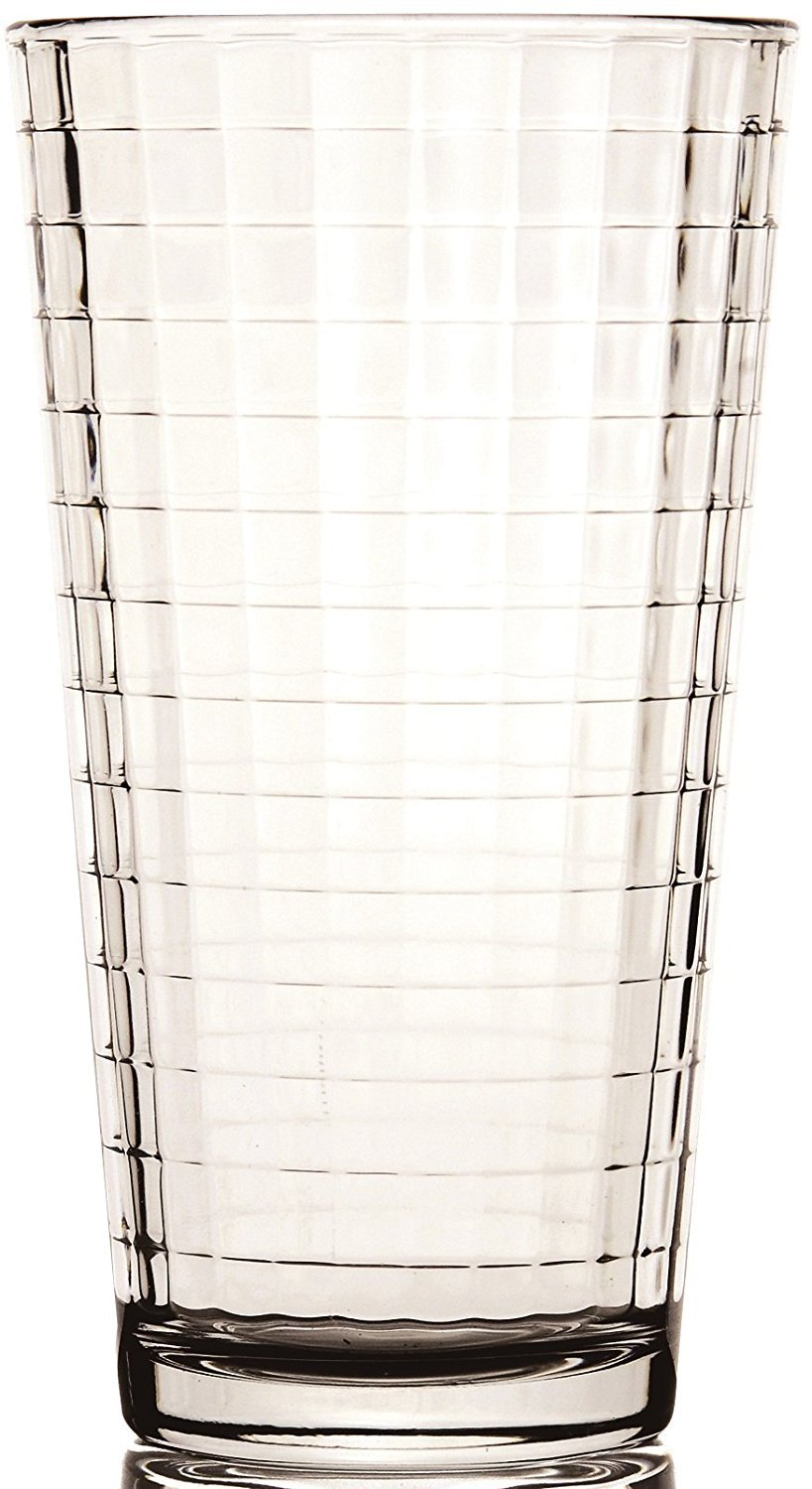 Circleware 40110 Matrix Set of 4-15.7 oz,Heavy Base Highball Tumbler Drinking Glasses, Entertainment Beverage Glassware Ice Tea Cups for Water, Juice, Milk, Beer, Farmhouse Decor, 4pc,