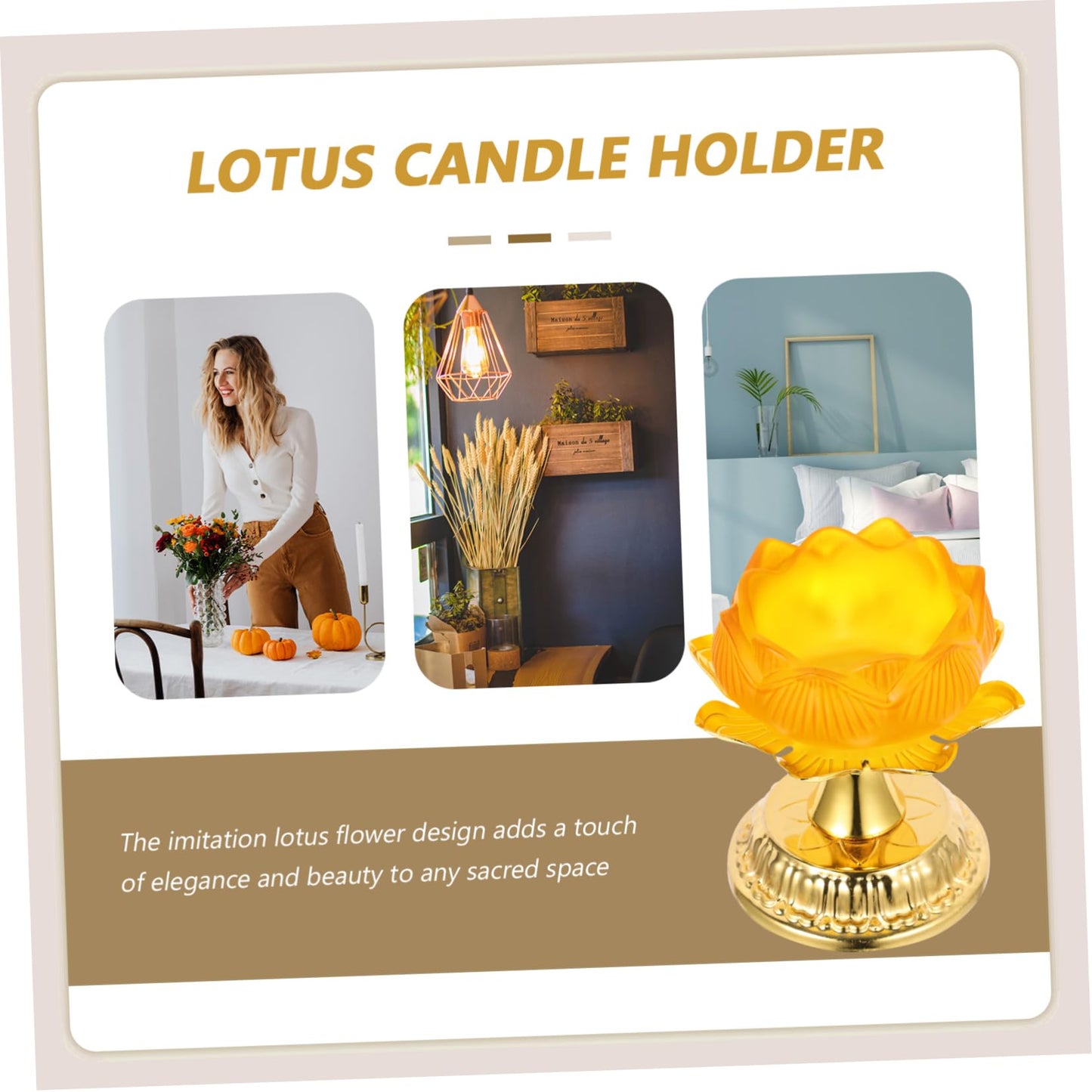 OHPHCALL Butter Lamp Holder for Lotus Candle Battery Operated Taper Dining Decor