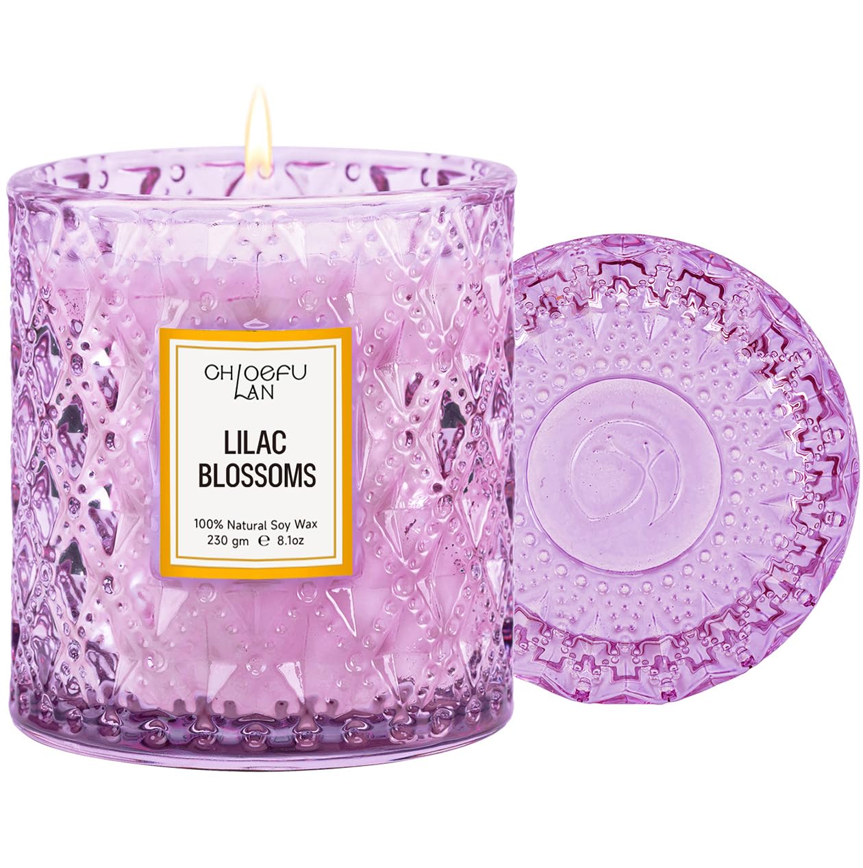 Chloefu LAN Lilac Blossoms Scented Candle, Highly Floral Fragranced Candle, Natural Soy Wax Candle Gift, Candles Gifts for Women, 55 Hours Long Burning, Home Decorative, 8.1 oz
