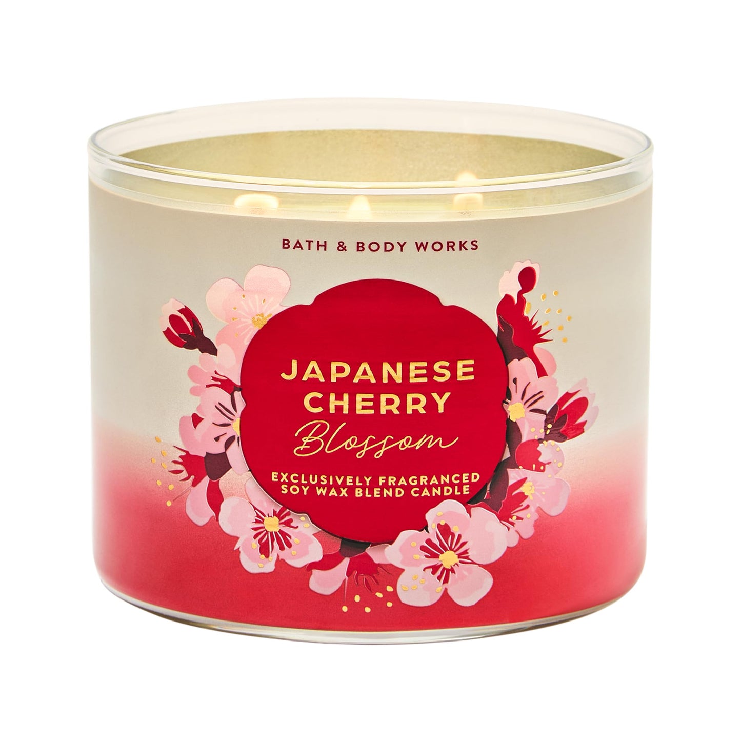 Bath & Body Works Japanese Cherry Blossom 3-Wick Candle - Scented Candle for At-Home Use - Long-Lasting, Room-Filling Fragrance - High Fragrance Oil Concentration - Soy Wax Blend