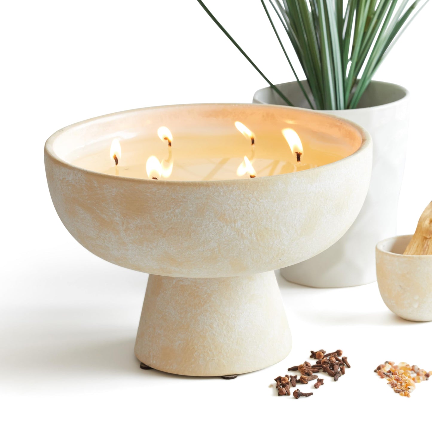 Blueme Spiritual Candle | Palo Santo & Vetiver | 6 Wick - Refillable Wellness Candle with Essential Oils, Hand Finished & Poured Soy Wax Blend Ceramic Vessel, Natural Cotton Wicks | Giant 45 oz
