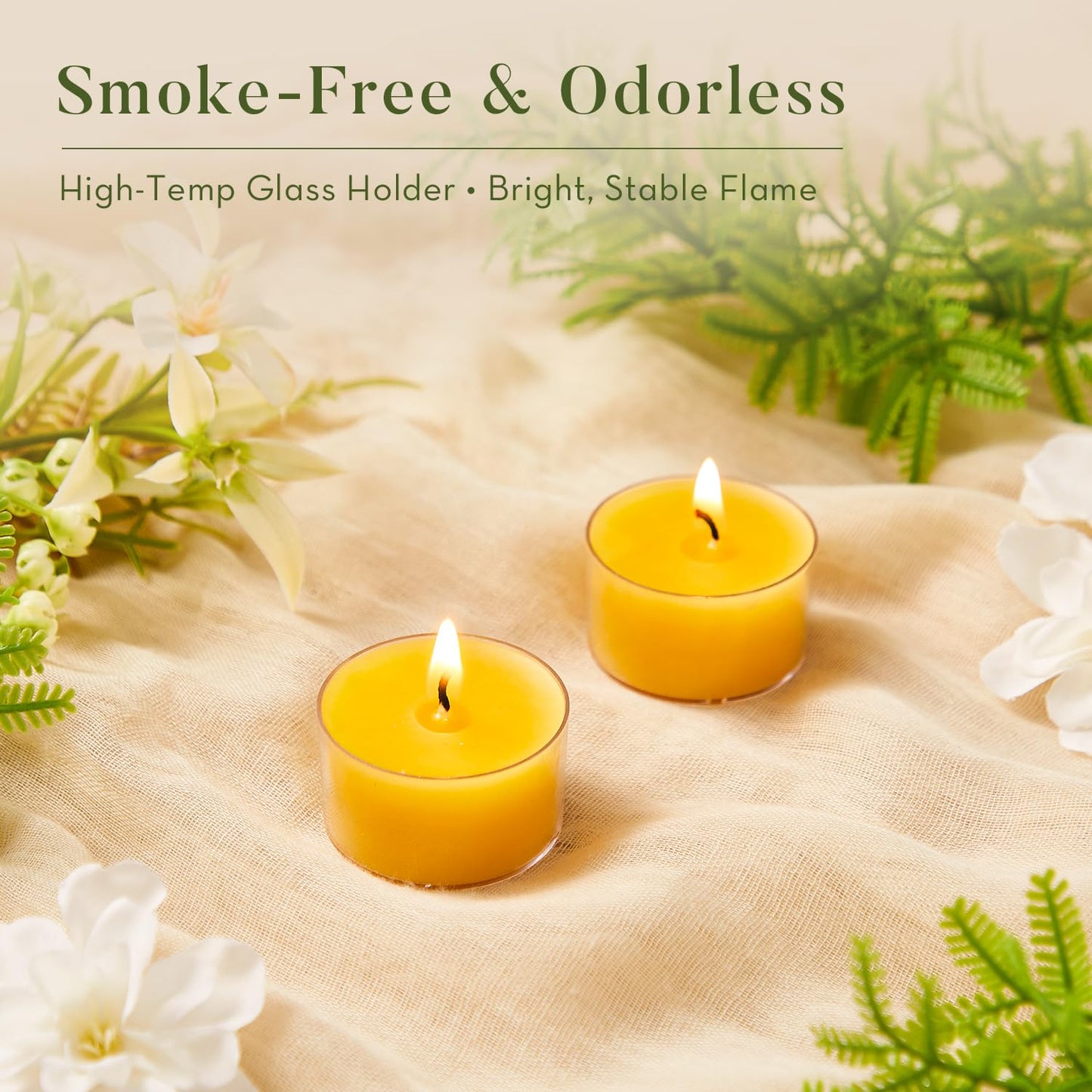 Ashlux 6 Hours Beeswax Tealights Candles, 48 Packs Pure Beeswax Tea Lights