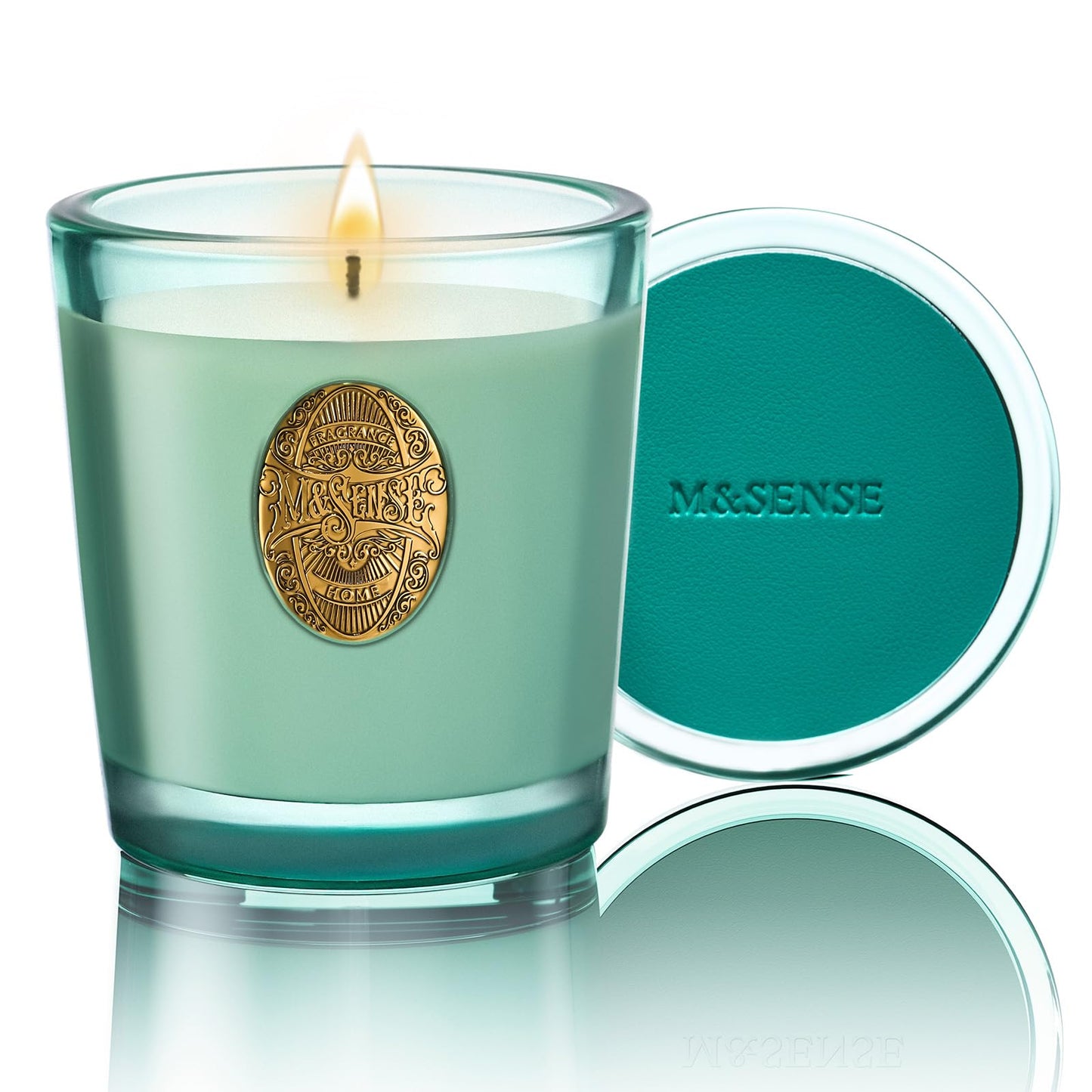 M&SENSE Natural Clean Scented Soy Candle | Fresh Linen & Neon Blue | 9.2 oz, 50H Burn Time | Luxury Scented Candle for Relaxation, Gifting, Home Décor | Ideal for Bedroom, Office, Party Ambiance