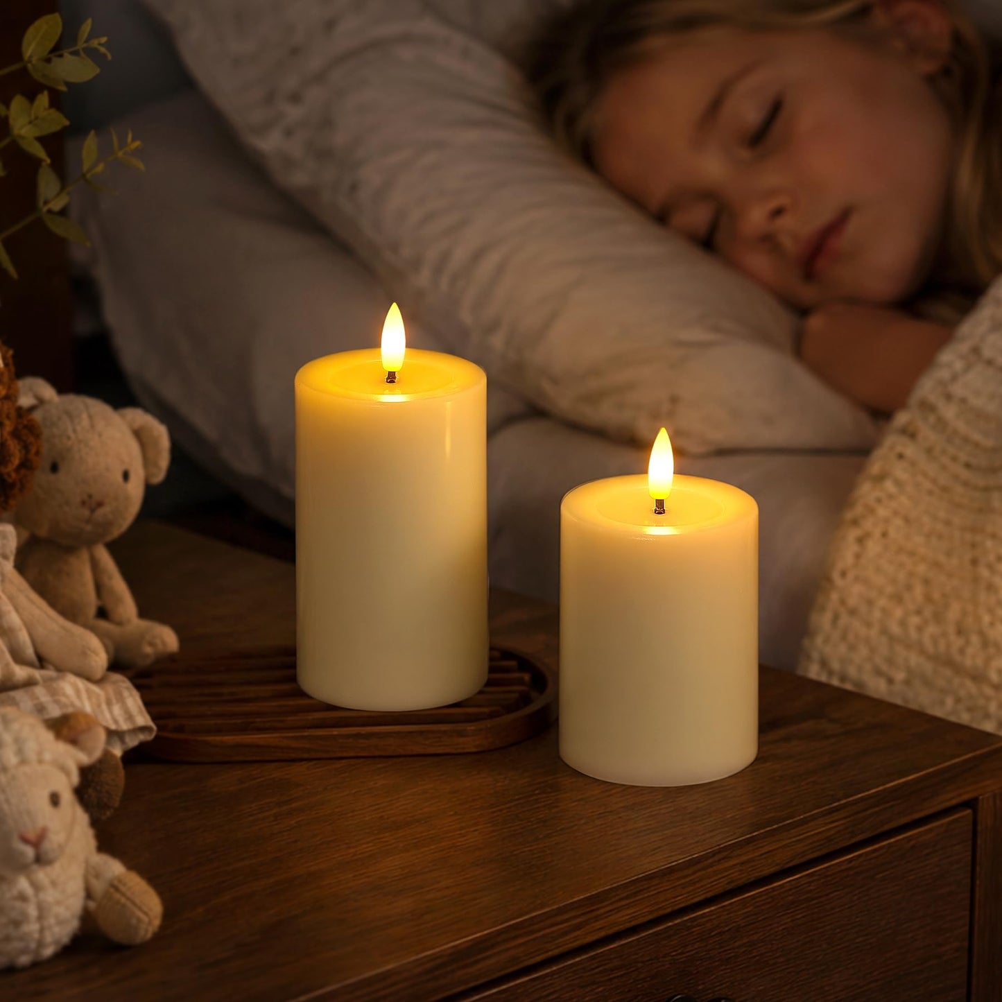 Yeelida Remote Flameless Flickering Pillar Candles with Candle Grease Effect,Pack of 3 Ivory LED Battery Oprated 2/4/6/8 Hours Timer Real Wax Electric Candles(3x4,5,6 Inches)