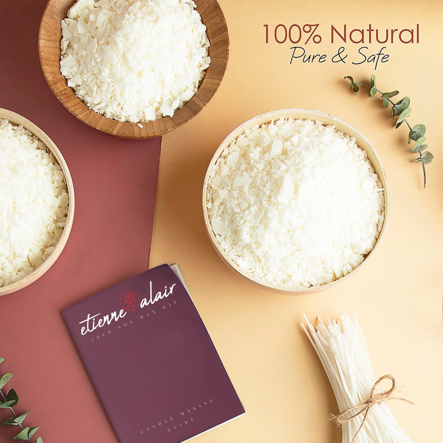 Etienne Alair Organic Soy Candle Wax for Candle Making, 30 lbs Natural Candles Making Supplies, Beeswax-Free, Paraffin-Free, Pure Soy Wax Flakes Perfect for Candles, Tealights and Melts