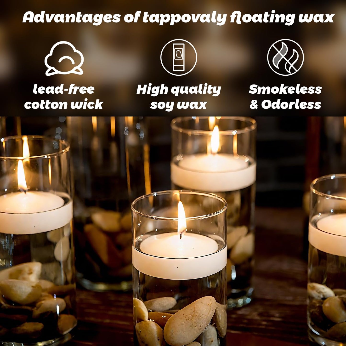 3 inch Floating Candles, 12/24/36/ Pack White/Gold/Red Floating Candle, Long Burning and Smokeless Candle for Wedding, Birthday, Pool, Holiday & Home Decoration Unscented (12PACK, White)