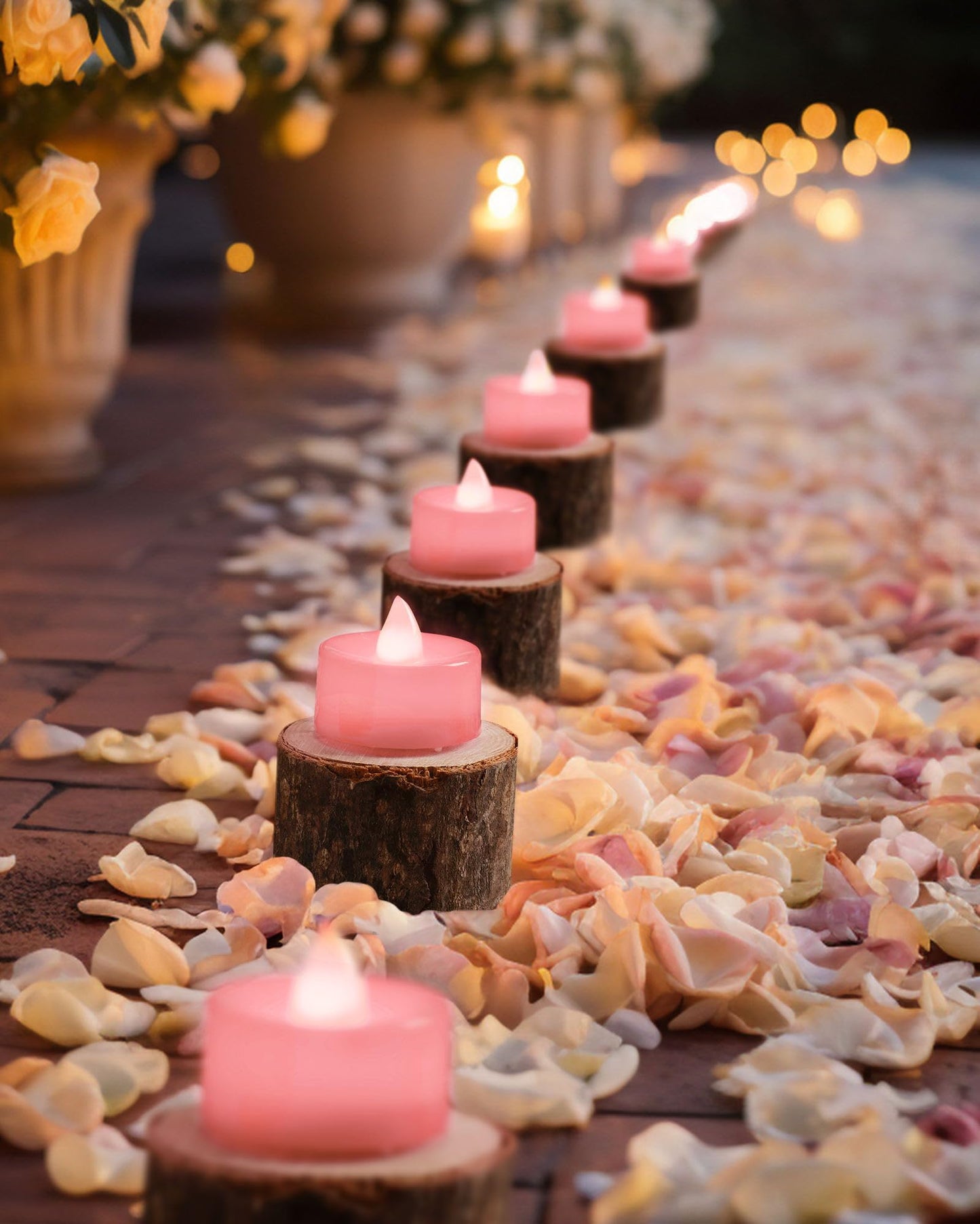 BEICHI Flameless Candles, 24-Pack LED Tea Lights Candles Battery Operated, Electric Fake Tealight Candle, Votive Candle Bulk for Wedding, Party, Home Decor (Pink Candles)