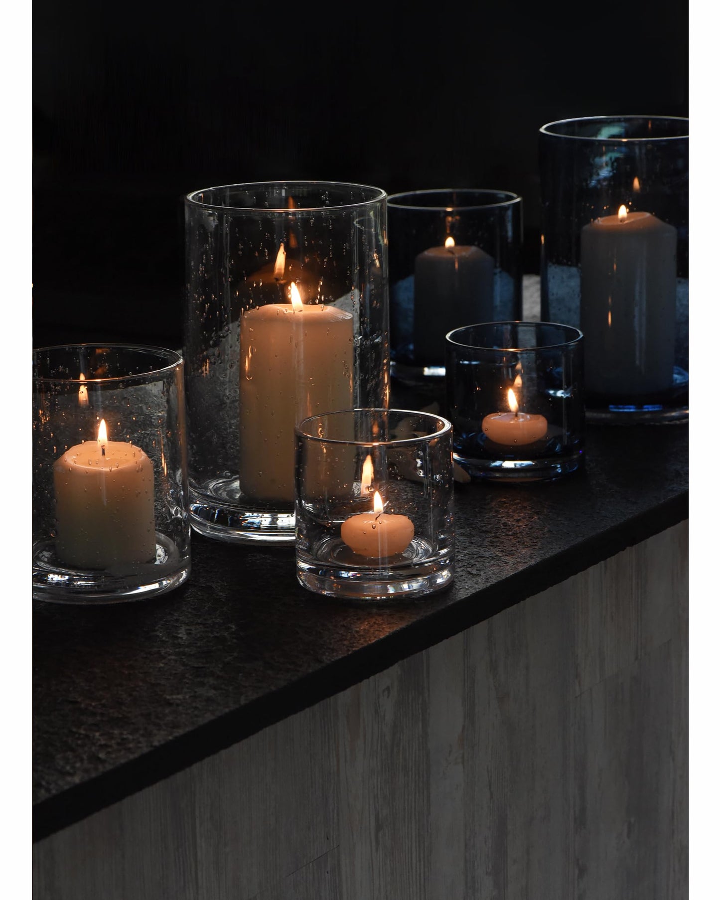 ARIAMOTION Glass Candle Holders Set, 3 Sizes 8" 5" 3.5" Height