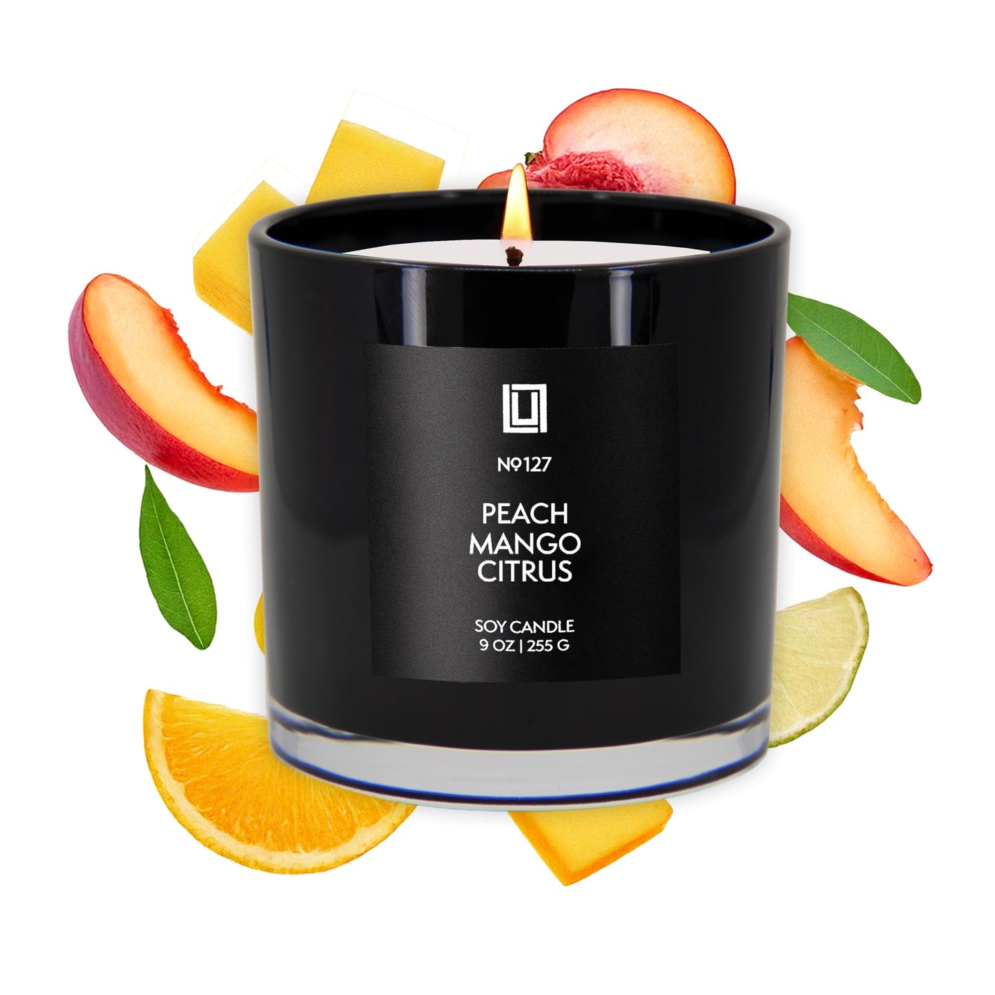 Lulu Candles | Peach, Mango & Citrus | Smells Sweet & Fruity | Luxury Scented Soy Jar Candle | Hand Poured in The USA | Highly Scented Long Lasting (9 Oz.)