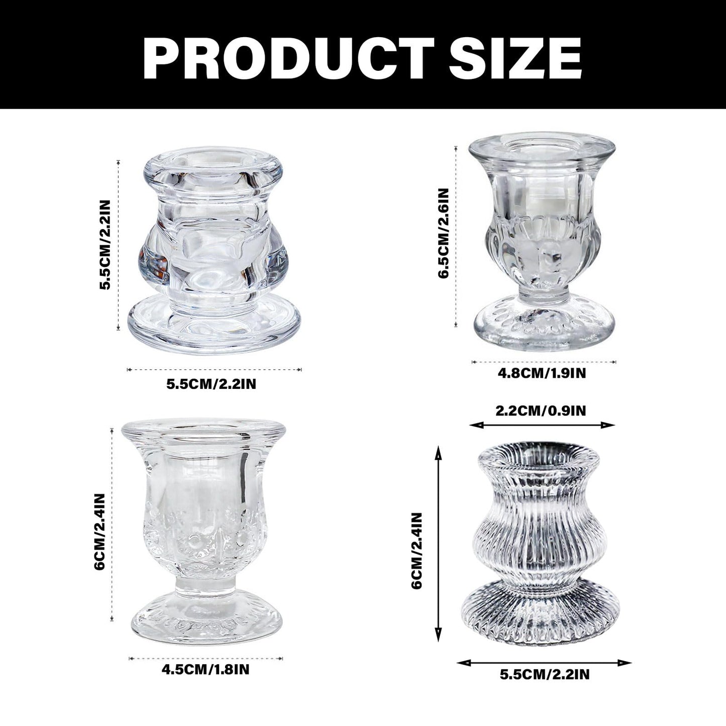 Sophisticated Glass Taper Holders Set of 2 for Wedding Celebration & Festival Home Decors Clear Accessories Wedding Table Decors