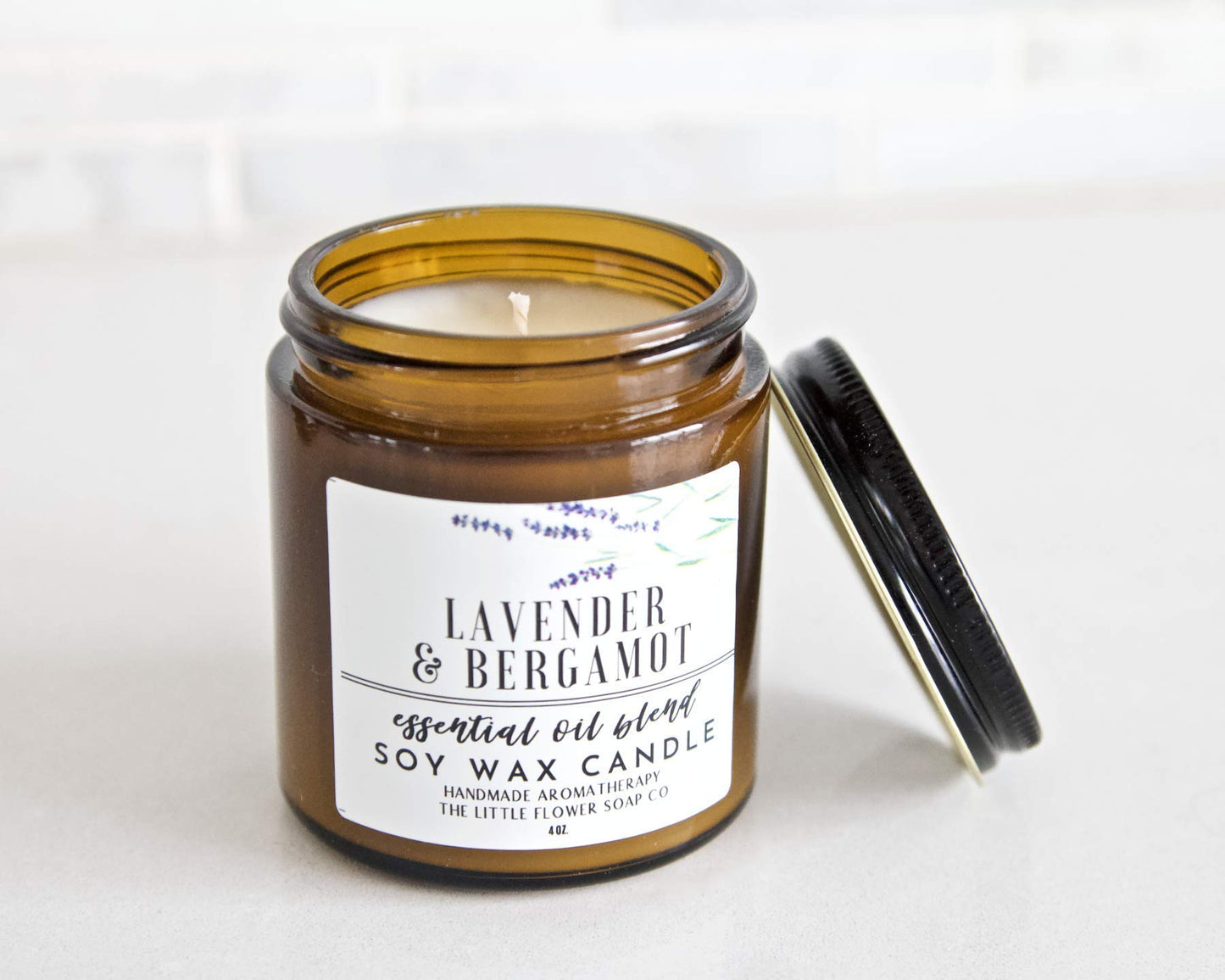 Lavender Bergamot Candle - 4oz Soy Wax Essential Oil Blend