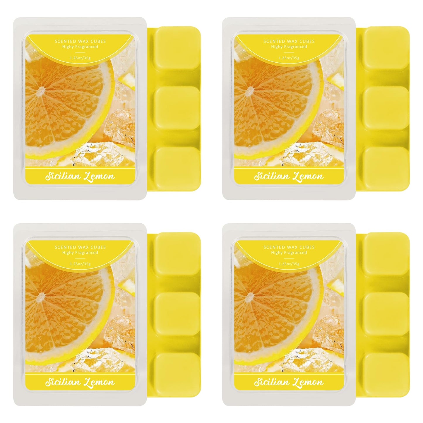 SCENTORINI Wax Melts, Sicilian Lemon Scent, Summer Scented Wax Cubes, Natural Soy Wax Melts for Candle Making, Wax Warmer, Home Decoration, 4-Pack