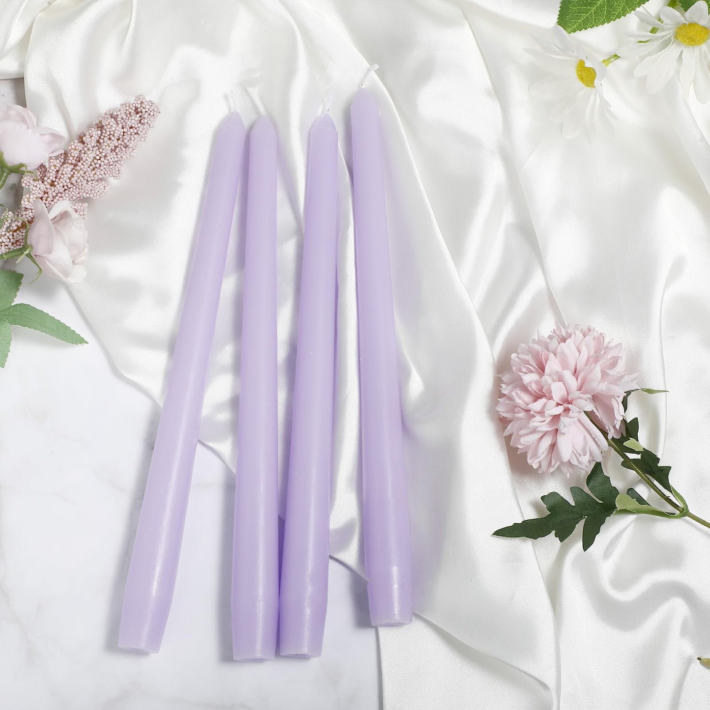 MTLEE 16 Pcs 10 Inch Long Tapered Candle Stick Bulk Smokeless Unscented Burning Candlestick Paraffin Wax with Cotton Wick for Valentine's Day Baby Shower Wedding Holiday Party Church(Light Purple)