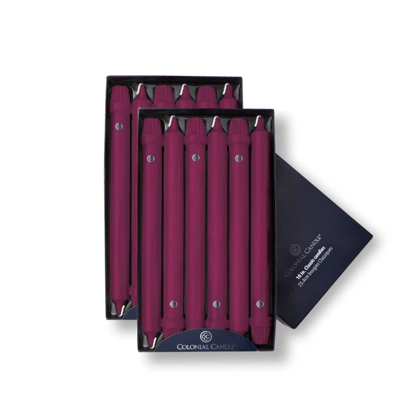 Colonial Candle Unscented Taper Candle, Classic Collection, Mulberry, 10 In, Pack of 12 - Up to 8 Hours Burn