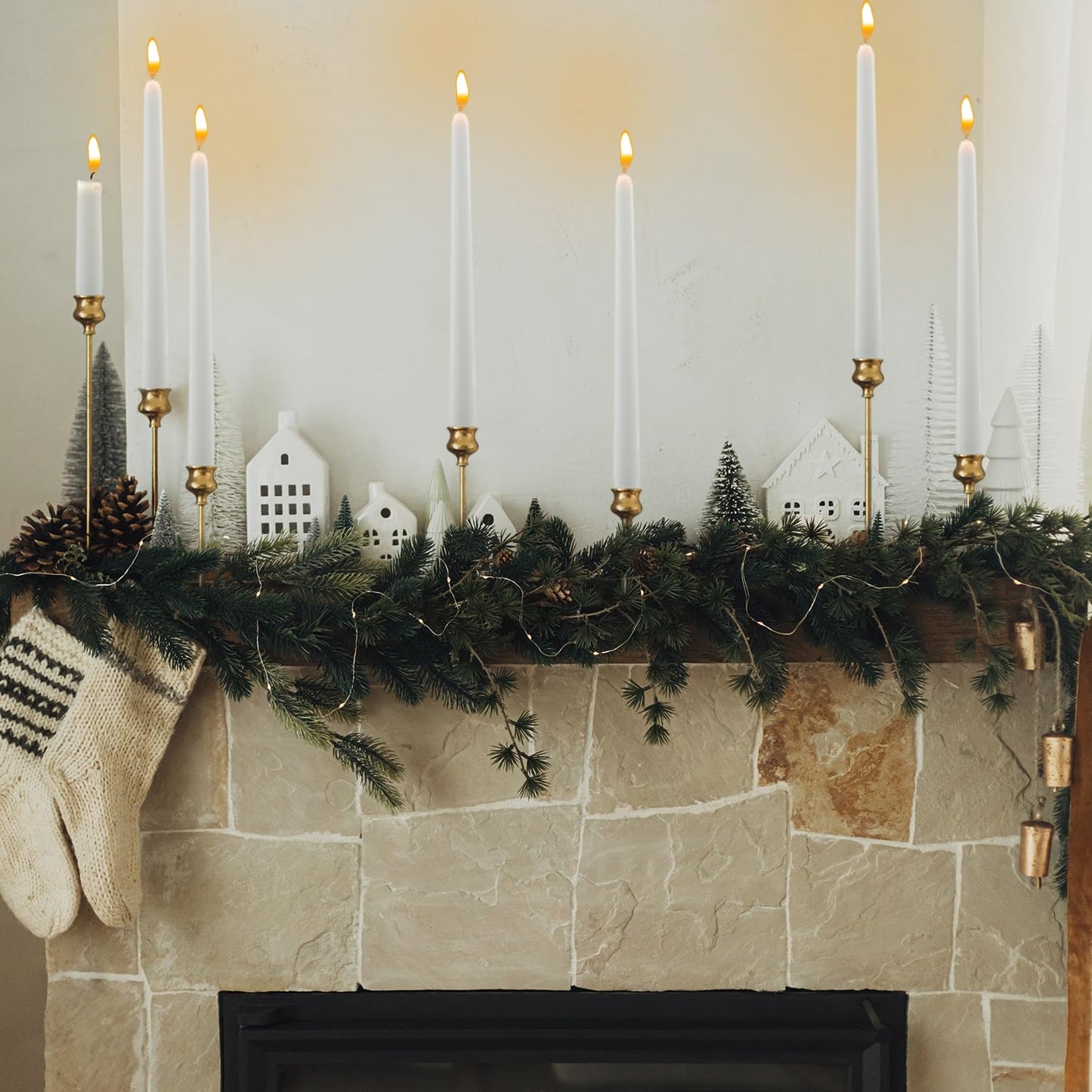 UniEasy Christmas 12 Pack White Taper Candles - Tapered Candles 10 Inch, 8 Hours Long Burning Smokeless & Unscented for Weddings, Party, Dinner Parties and Home Decor