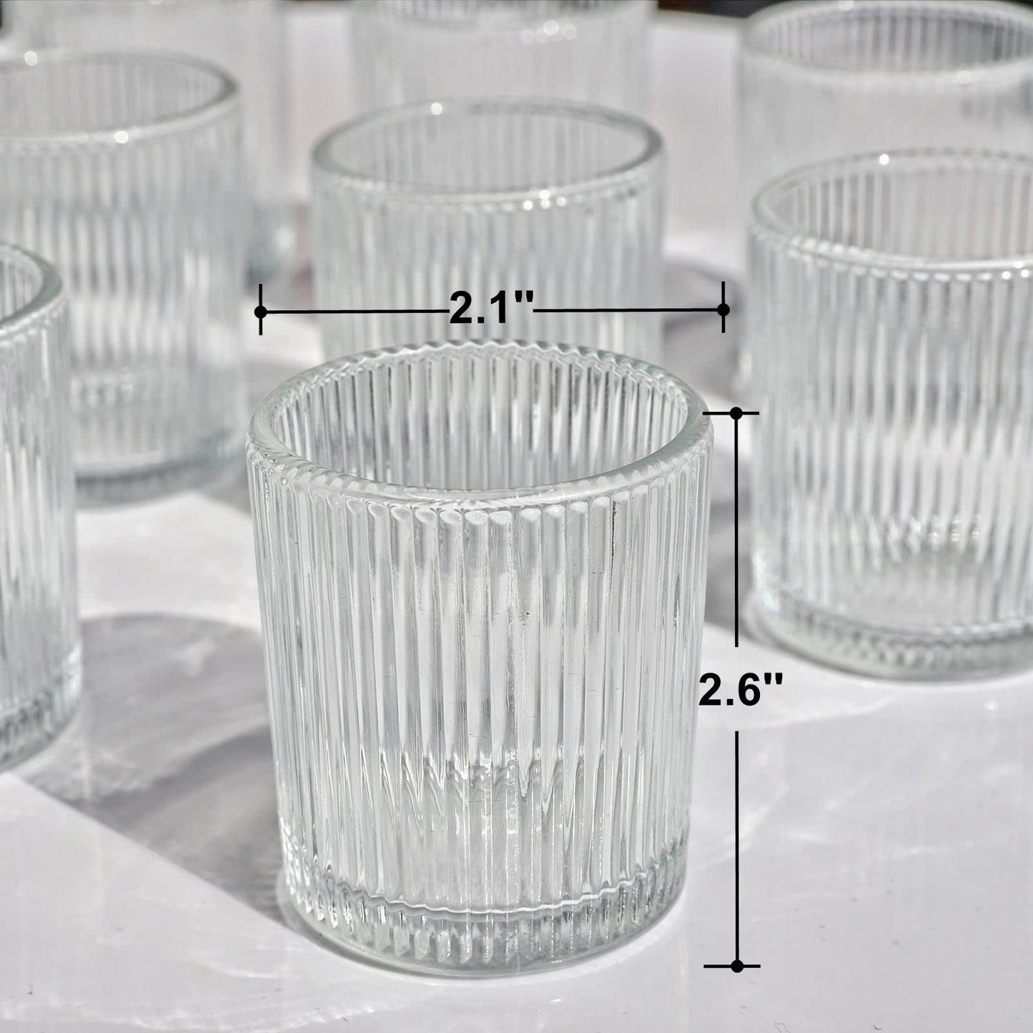 VOHO Clear Votive Candle Holders for Table Centerpiece, Glass Candle Holder Bulk Set of 12, Glass Votive Holder for Home Decor & Holiday Decor(2.1 x 2.6 Inch, Clear)