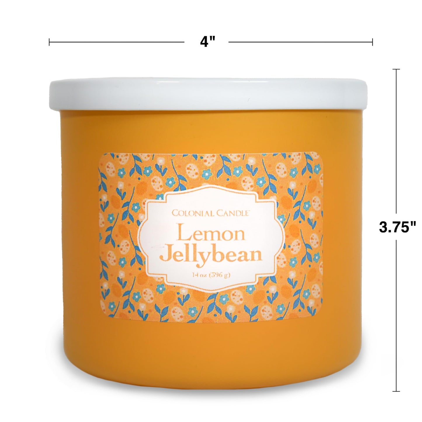 Colonial Candle Lemon Jelly Bean Scented Jar Candle, Easter Collection, 3 Wick, 14 oz - Up to 60 Hours Burn, Easter Candle, Made in the USA