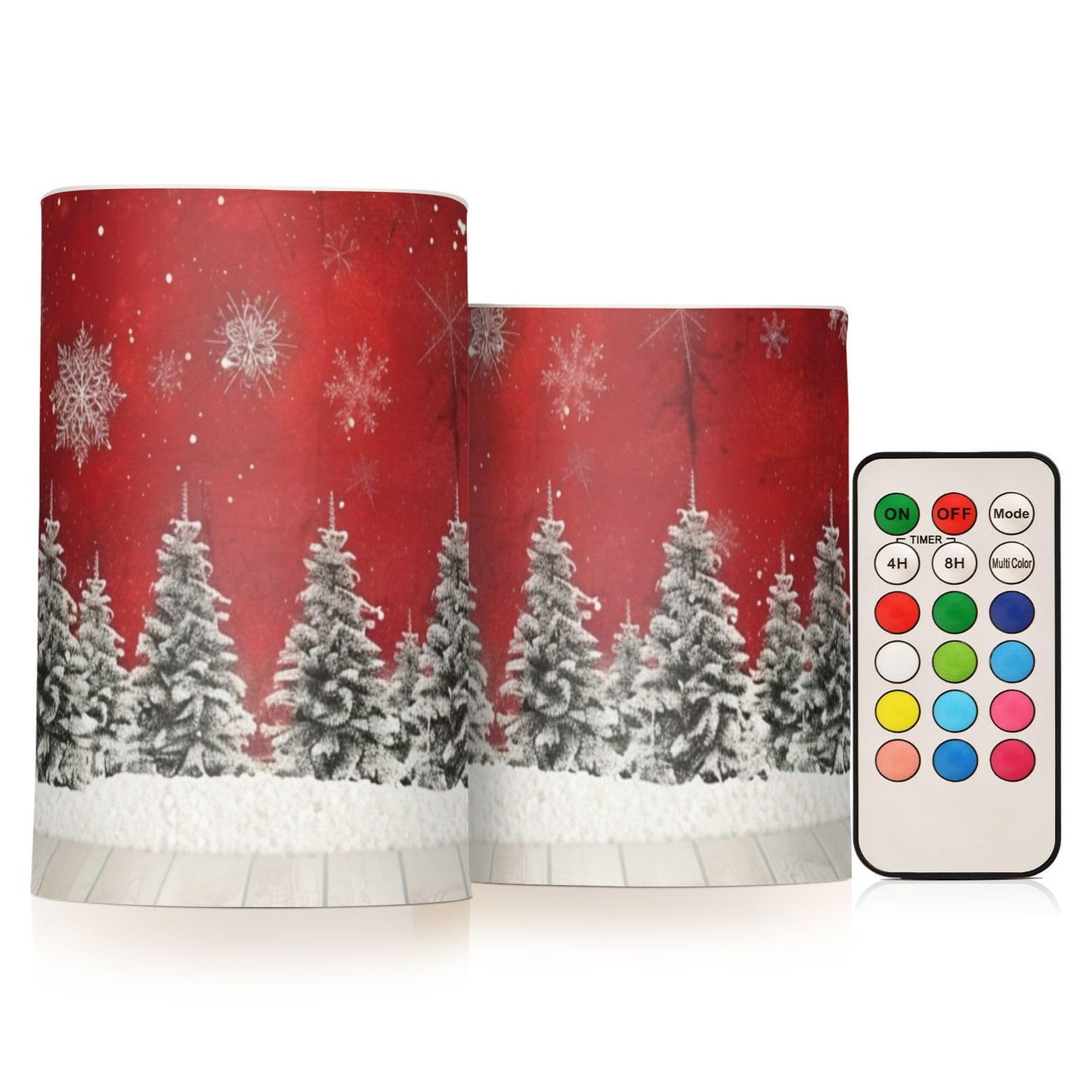 senya Christmas Lights Flameless Candles Christmas Trees Snowflakes Print Pillar Candles Set of 2 Battery Operated Remote Control Warm Lights Home Decor