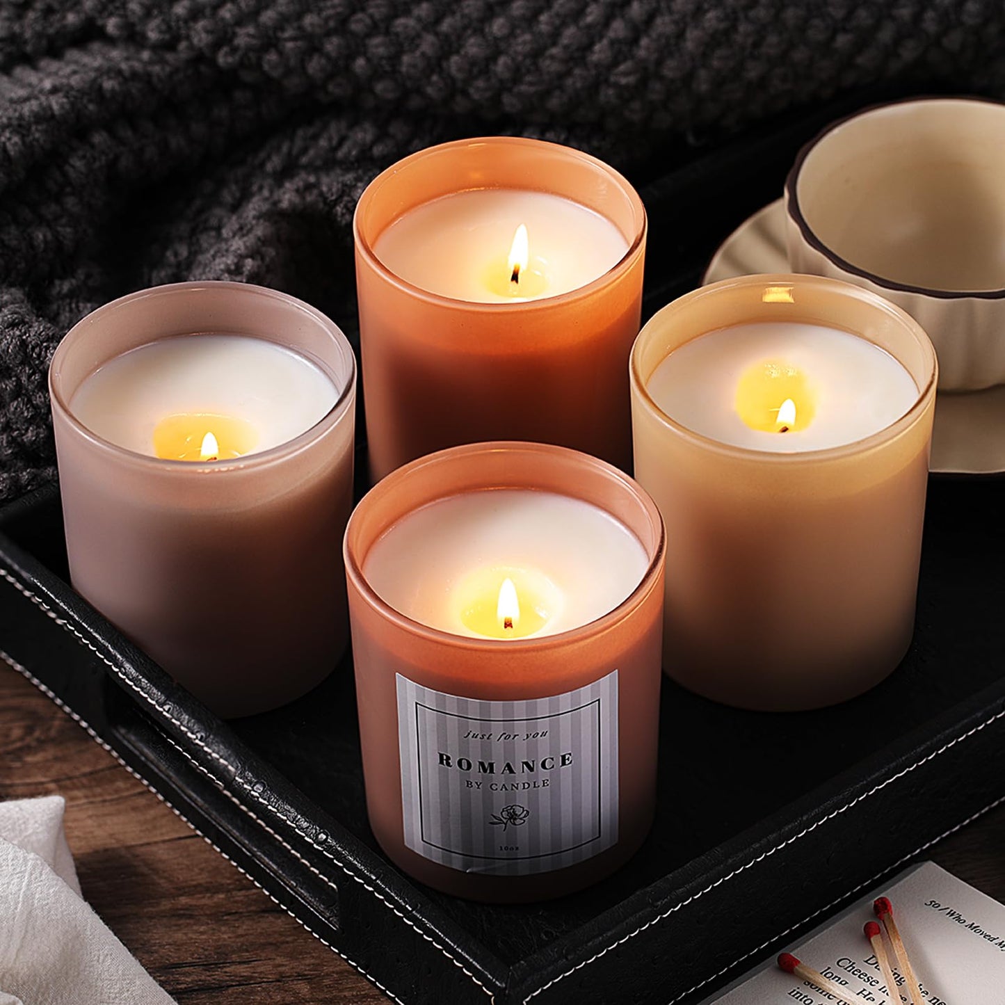 REISEN 12Pcs Assorted Amber Candle Jars for Making Candles, 10oz Empty Candle Jars with Bamboo Lids and Labels, Glass Jars for Candle Making Supplies, Candle Containers for DIY Gifts