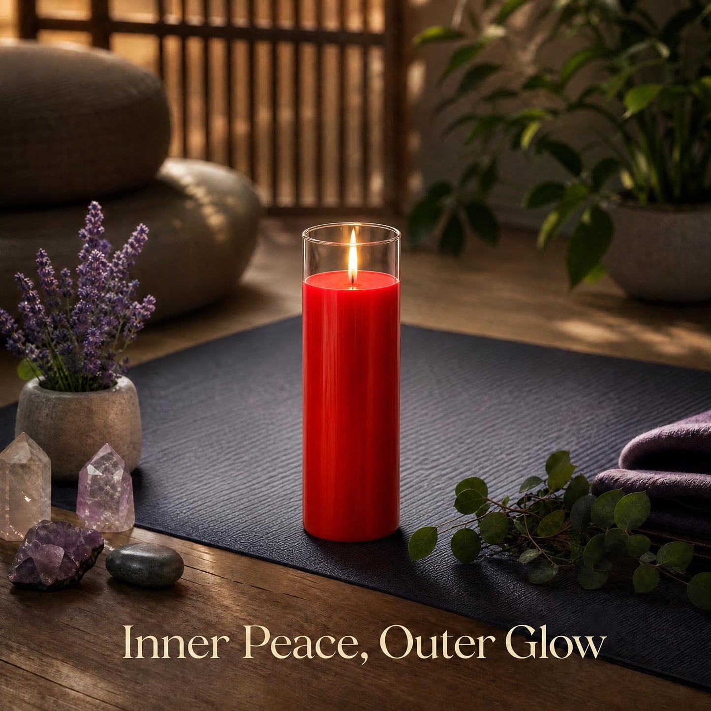 chaoxinge 2.24x7 inch Red Devotional Candles in Glass Jar - 1 Piece - 120 Hours – Prayer Candle - Tall Pillar Candles for Religious, Memorials, Party Decor
