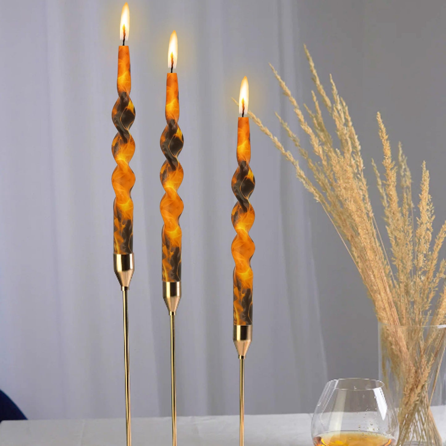 Flame Candle 10 inch Spiral Candlesticks Unscented Taper Candles Handmade Candle for Dinner Household Wedding Party Housewarming Home Décor Candles