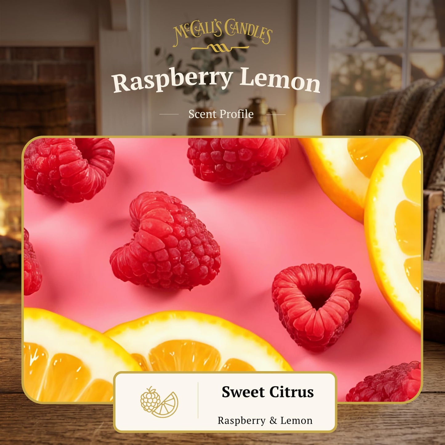 McCall’s Candles | Raspberry Lemon | 16 oz Two-Wick Scented Candle | USA-Poured | Vintage Mason Jar with Carrying Handle | Tangy Raspberry & Fresh Lemon Fragrance
