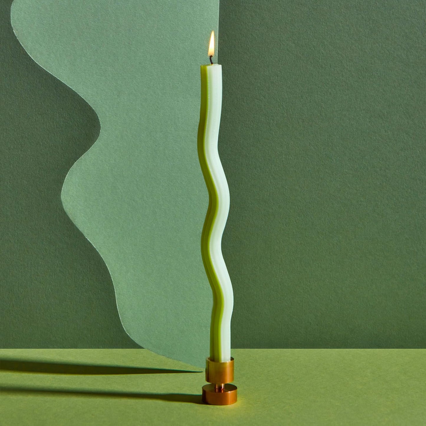 Wiggle Candles (2 Pack) - Joyful Dancing Design Taper Candlesticks | Bright Colors | 7/8” diam x 11” Length | Designed by Lex Pott | Made in USA (Green)