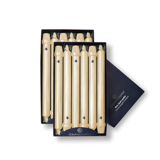 Colonial Candle Unscented Taper Candle, Classic Collection, Limoncello, 10 in, Pack of 12 - Up to 8 Hours Burn