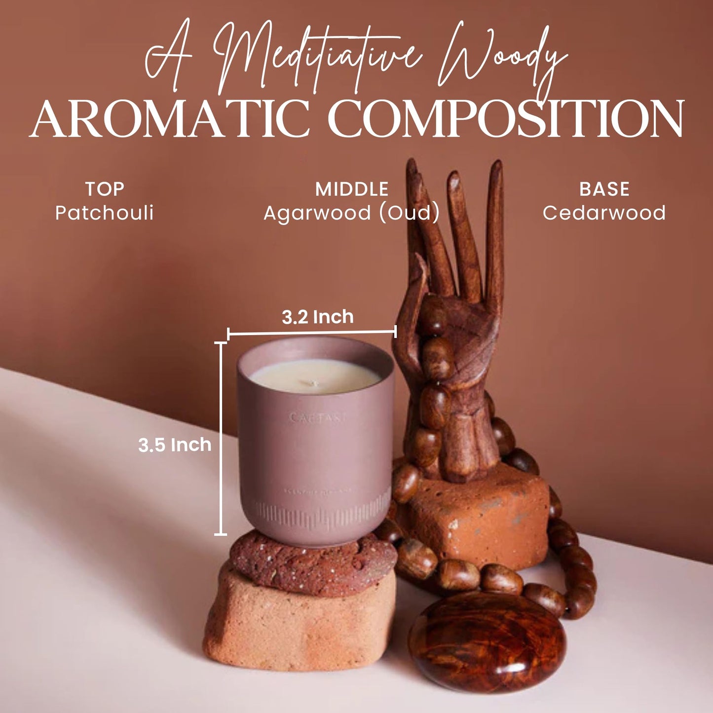 CAFTARI Scent of Nirvana Scented Candle | Oudh, Cedarwood & Patchouli | Soy Candles Non Toxic | 60-Hour Burn | Scented Candles for Home | Stress Relief Aromatherapy | Luxury Ceramic Jar | 10.5 oz