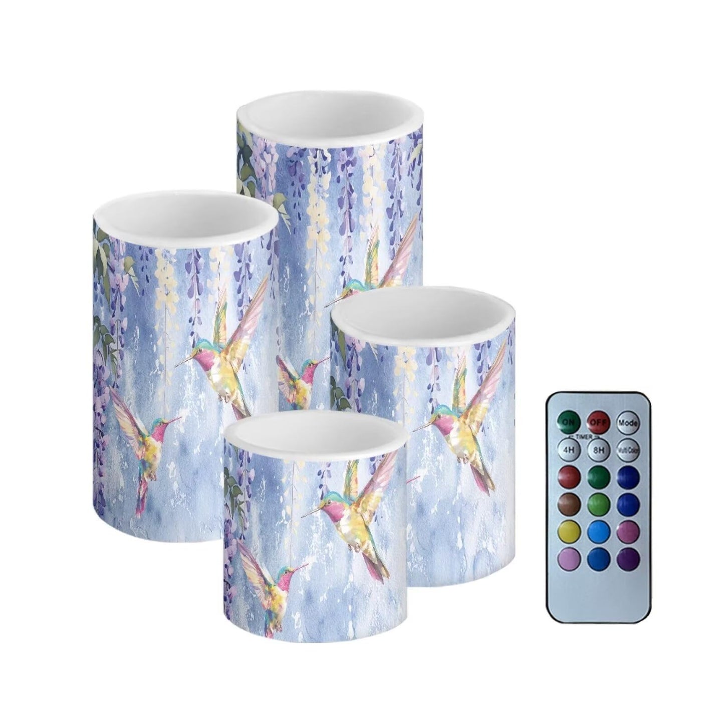 Cozeyat Vine Hummingbird LED Candles Set of 4 Battery Powered Flameless with Remote Control Timer Color Changing for Indoor Outdoor Home Wedding Table Beach