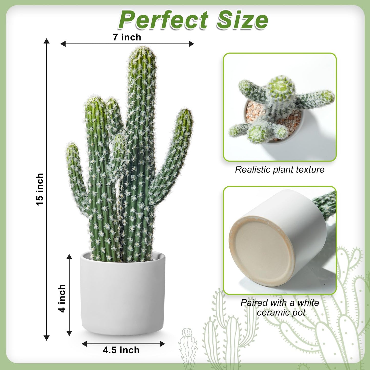 ASTRIDIA Artificial Cactus Plants - Potted Succulents in Ceramic, Faux Cacti and Succulent Decor for Home, Office Desk，Living Room-1pack