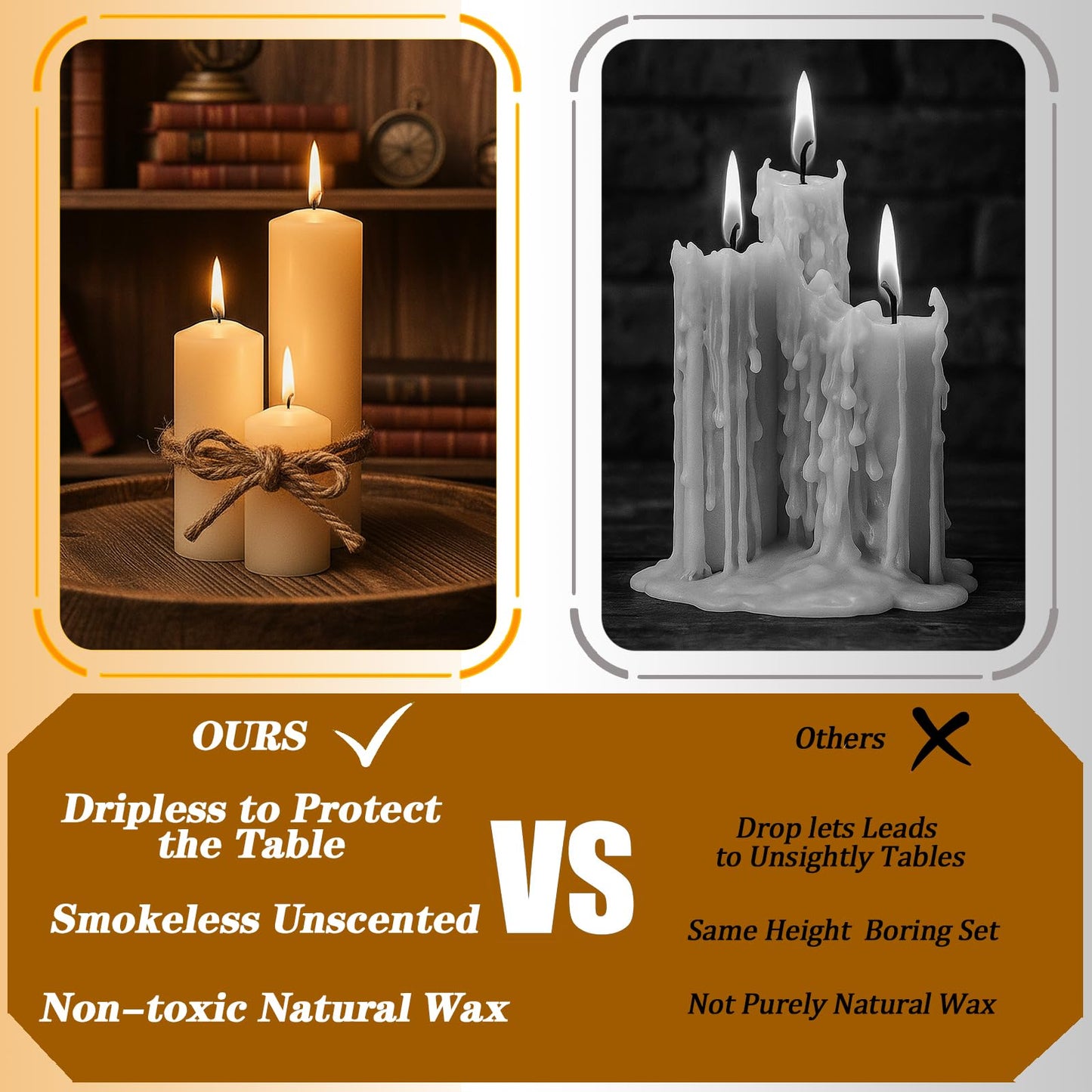 Trxvxo White Pillar Candles Bulk Set of 36，Hurricane Candles，3 Different Lengths 2 x 3/6/8 Inch (12 Each)，Dripless Unscented Smokeless，Gives You a Better Atmosphere When Organizing an Event Party.