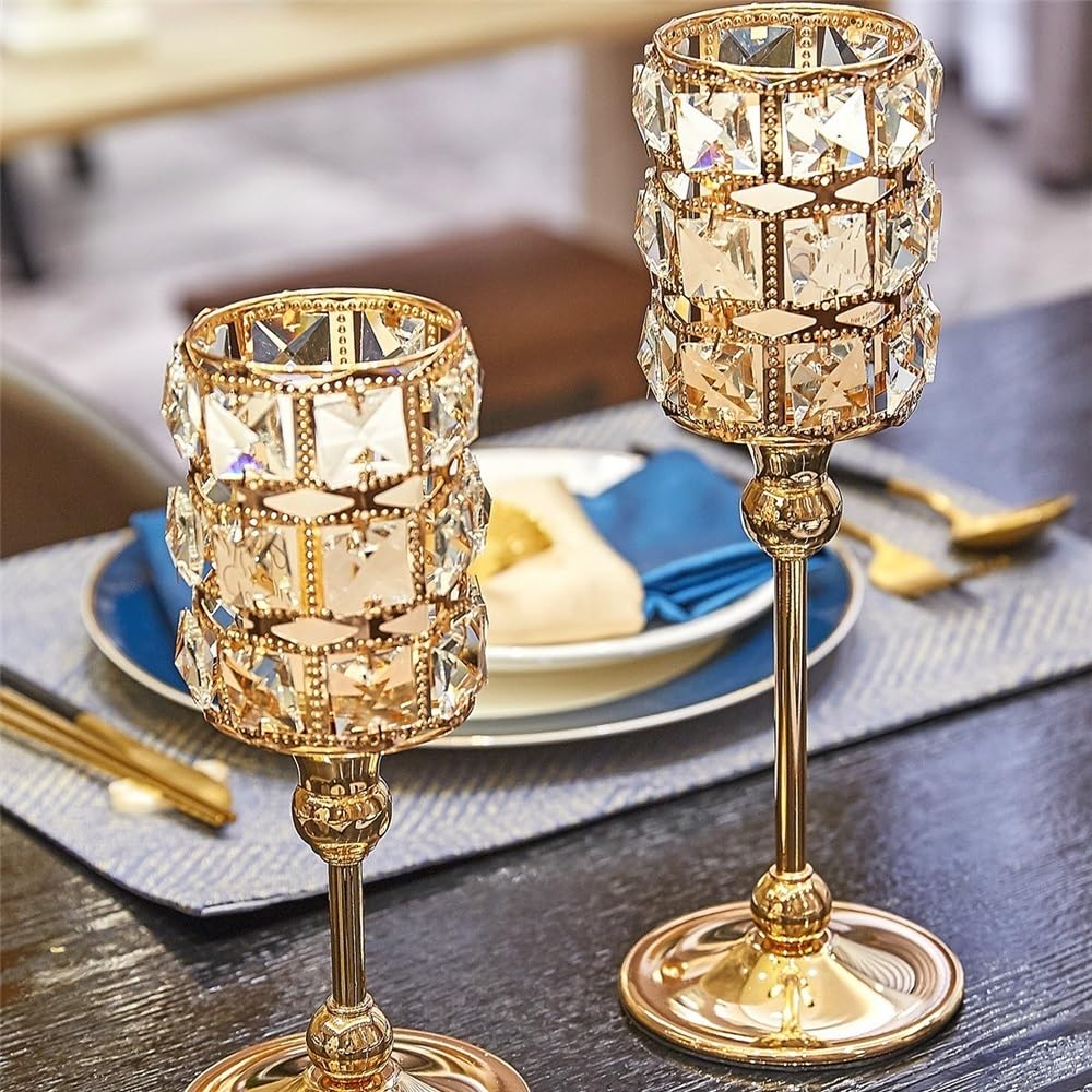 cfycfy987 Candelabra Household Crystal Candle Holder Decorative Candlestick for Home Decor, Wedding, Dinning, Party, Anniversary Candle Sticks Holder(Small)
