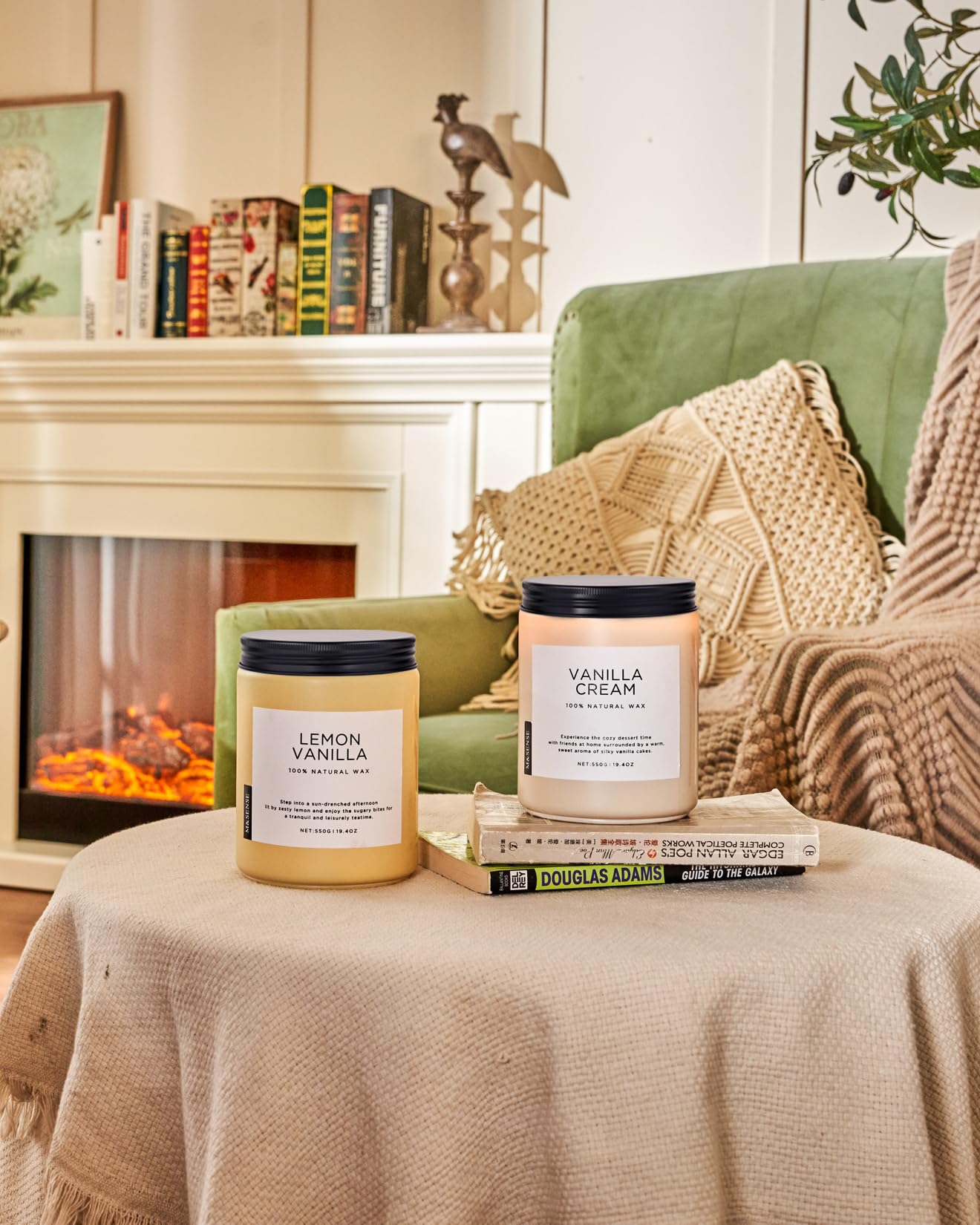 M&SENSE Large Vanilla Scented Candles for Home, 19.4oz Organic Soy Wax, 110-Hour Long Lasting Burning, Natural Candles Non Toxic, Cozy Smelling for Stress Relief, Housewarming Gift for Family