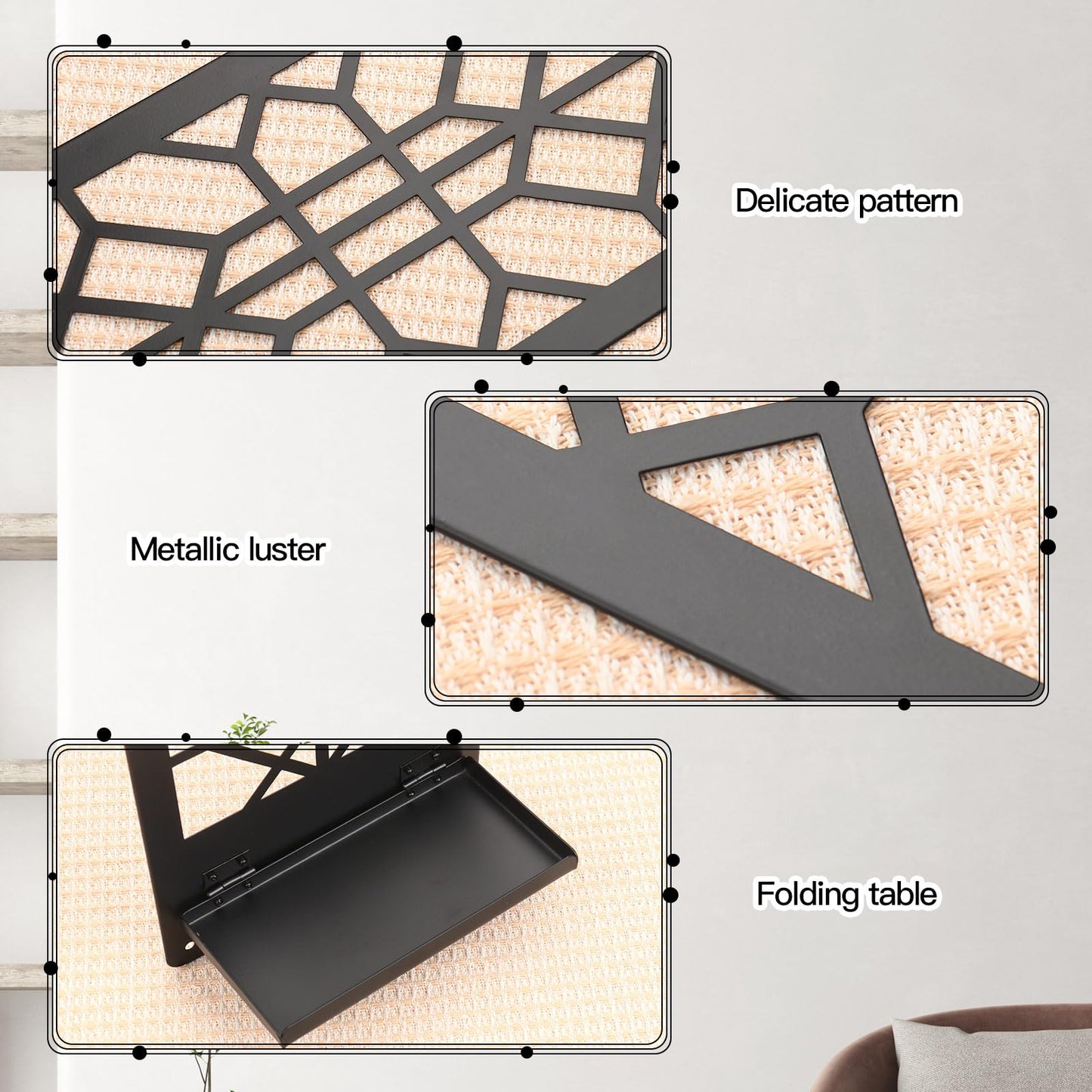 Zzbakress 2 Pcs Black Metal Wall Art Bathroom Decor Candle Holder Wall Art Retro Line Wall Decor Living Room Minimalist Metal Wall-Mount Candle Sconces for Dining Room Bedroom Kitchen (Black-Retro)