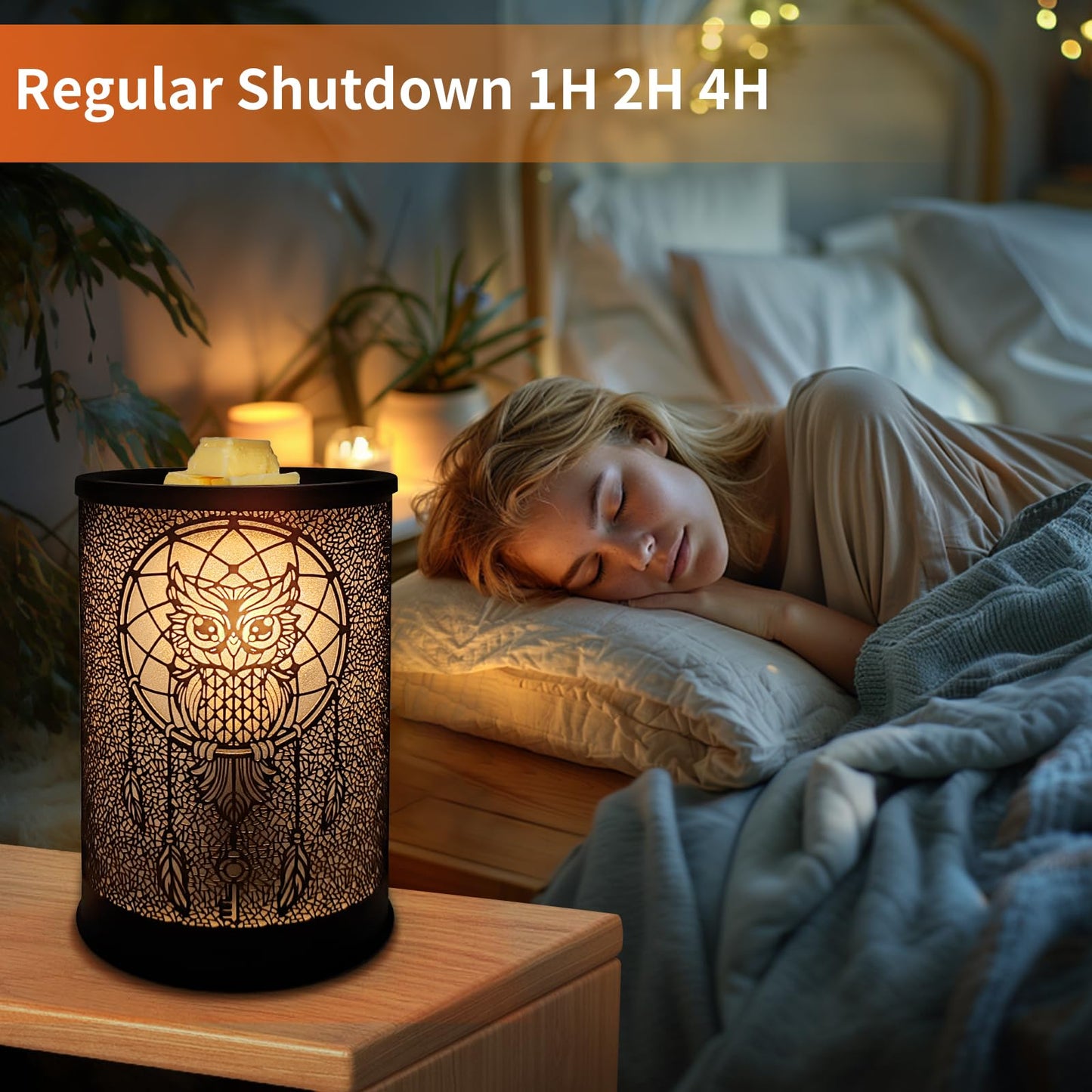 LIFFY Wax Melt Warmer for Scented Wax, Owl Scented Melter, Candle Burner, Fragrance Warmer LED Light, Smokeless Melting, Aromatherapy Essential Oil Diffuser & Night Light