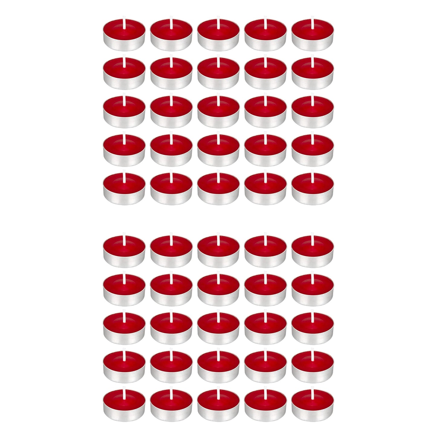 Mega Candles 50 pcs Unscented Red Tea Lights Candles, Pressed Wax Candle 3.5 Hour Burn Time, Home Décor, Wedding Receptions, Occasions, Festivities, Events, Meditations, Spa, Prayers, Vigil