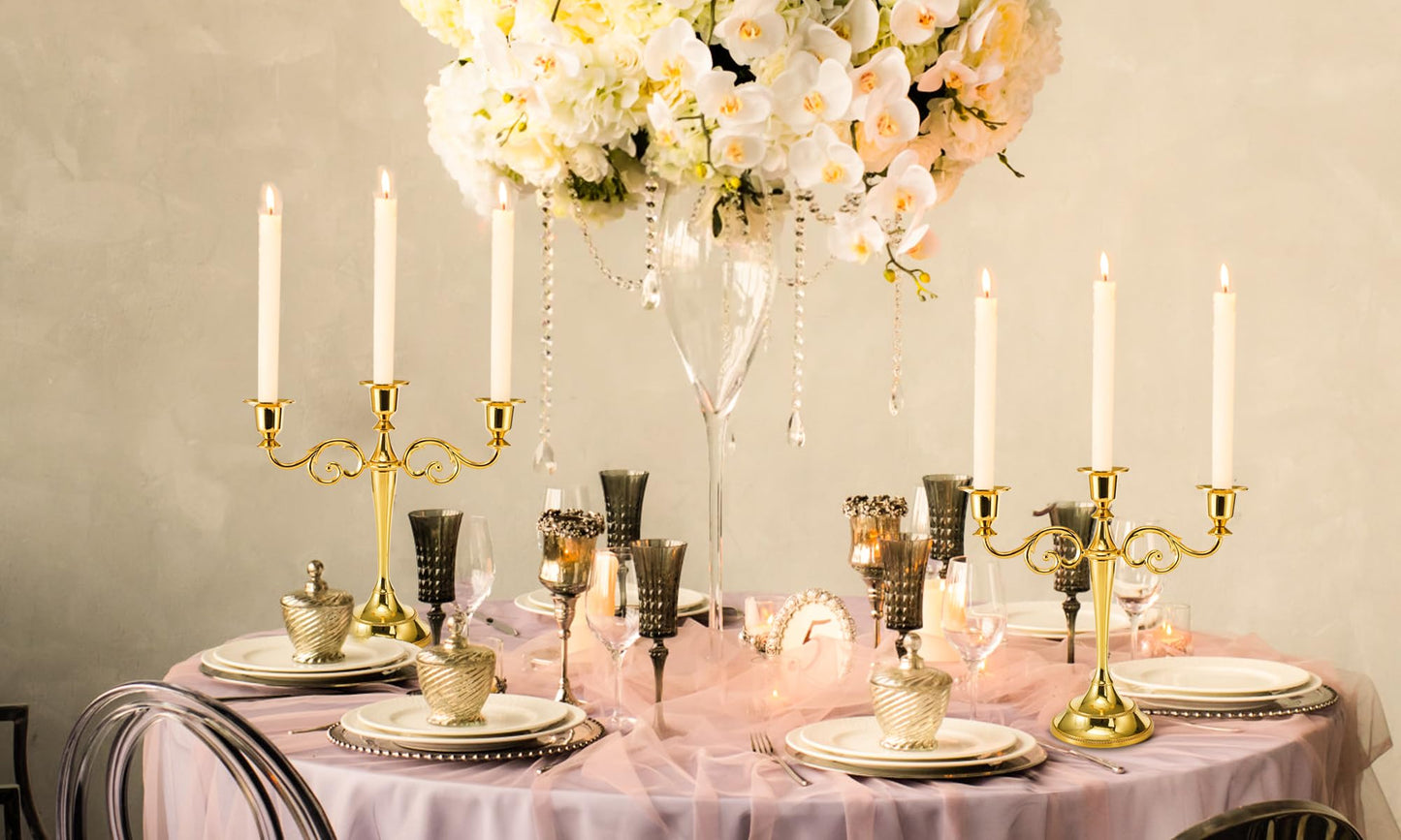 YOUEON Candelabra, Candelabra Candle Holder, Tall Candlesticks Holder, Elegant Taper Candle Holder Centerpiece for Wedding, Church, Halloween, Dining, Home Decor (Gold)