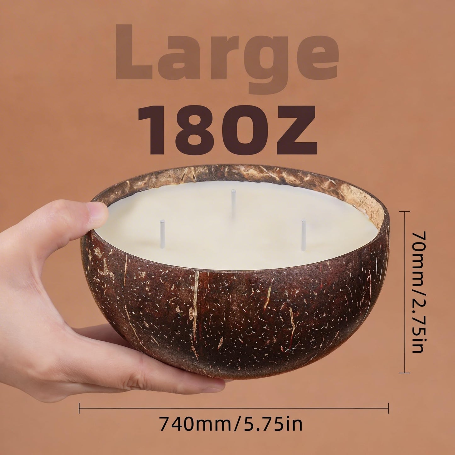 Viyffo Large 18oz Scented Candle - Tropical Orchard, 3 Wick Soy Candle in Natural Coconut Shell Jar, Summer Home Fragrance Candle for Bedroom, Bathroom, Living Room, Rustic Tropical Decor Gift