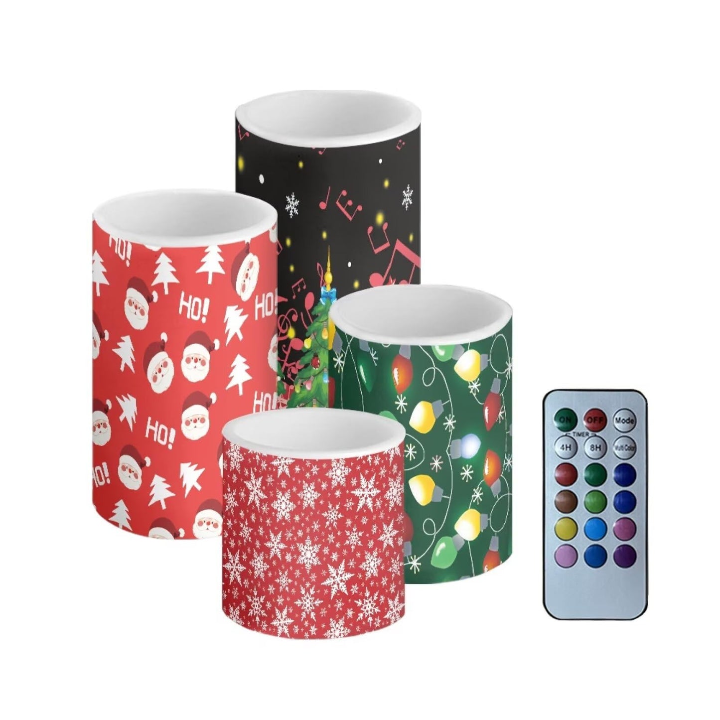 NETILGEN Merry Christmas Decor Flameless Electric LED Pillar Candles with Remote Timer Control Color Changing Long Lasting Tealights Candles Set of 4