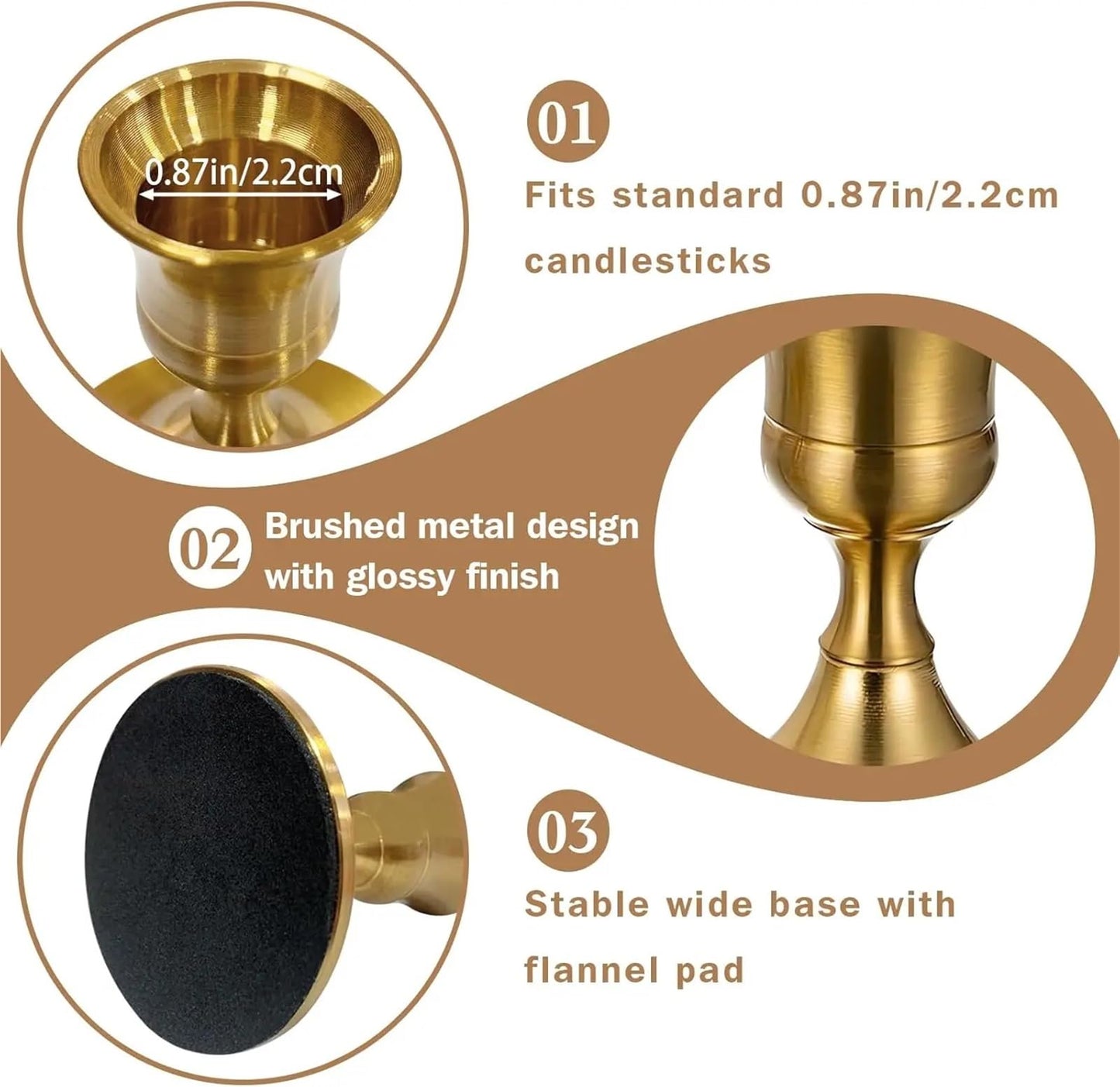 Candle Holder Candlestick Holders Taper Candle for Table Centerpiece Metal Stands Wedding Decor(2pcs)