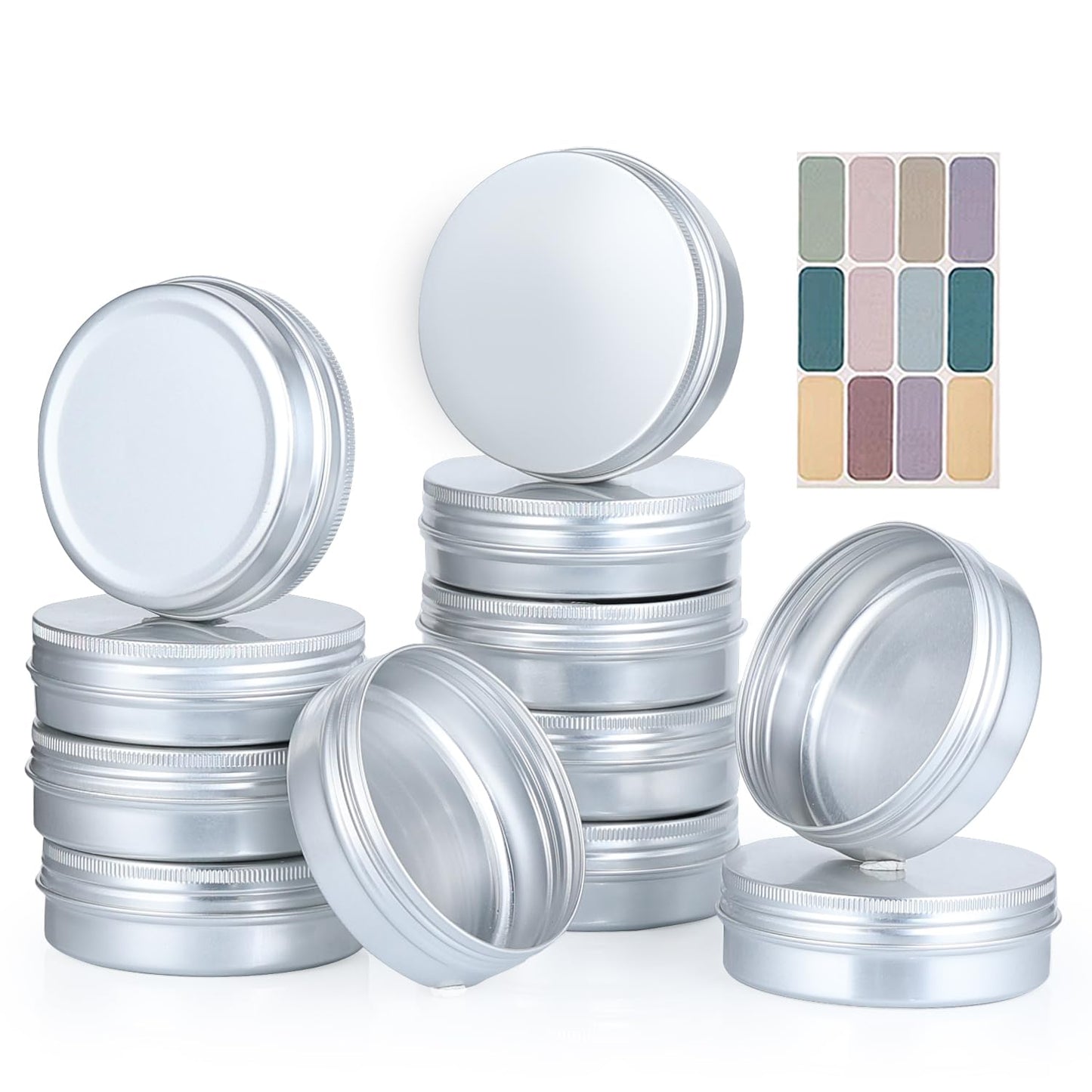 LIYAR 12 Pack 4 oz Tins with Lids, Round Salve Tins 4oz Tin, Wide Mouth Aluminum Tin with Lids 4oz Metal Containers Salve Containers for Spices,Candles or Salve(Silver)