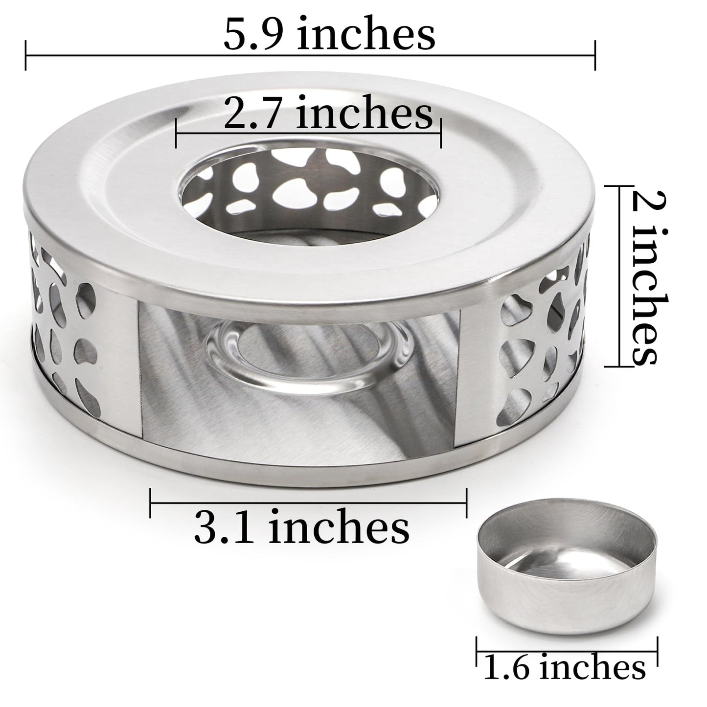 Coloch 3 Pack Teapot Warmer, Stainless Steel Tea Warmer with Tealight Candle Holder Brushed Metal Teapot Heater Tea Kettle Warmer Base for Most Teapots, Silver