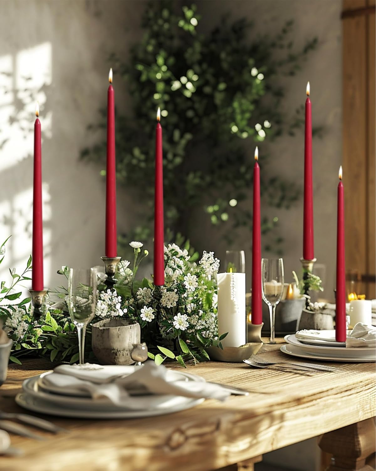 12 Inch Taper Candles Set of 6 Unscented Long Burning Smokeless Long Tall Tapered Candles for Candlesticks Sticks Wedding Home Christmas Decor Dinner