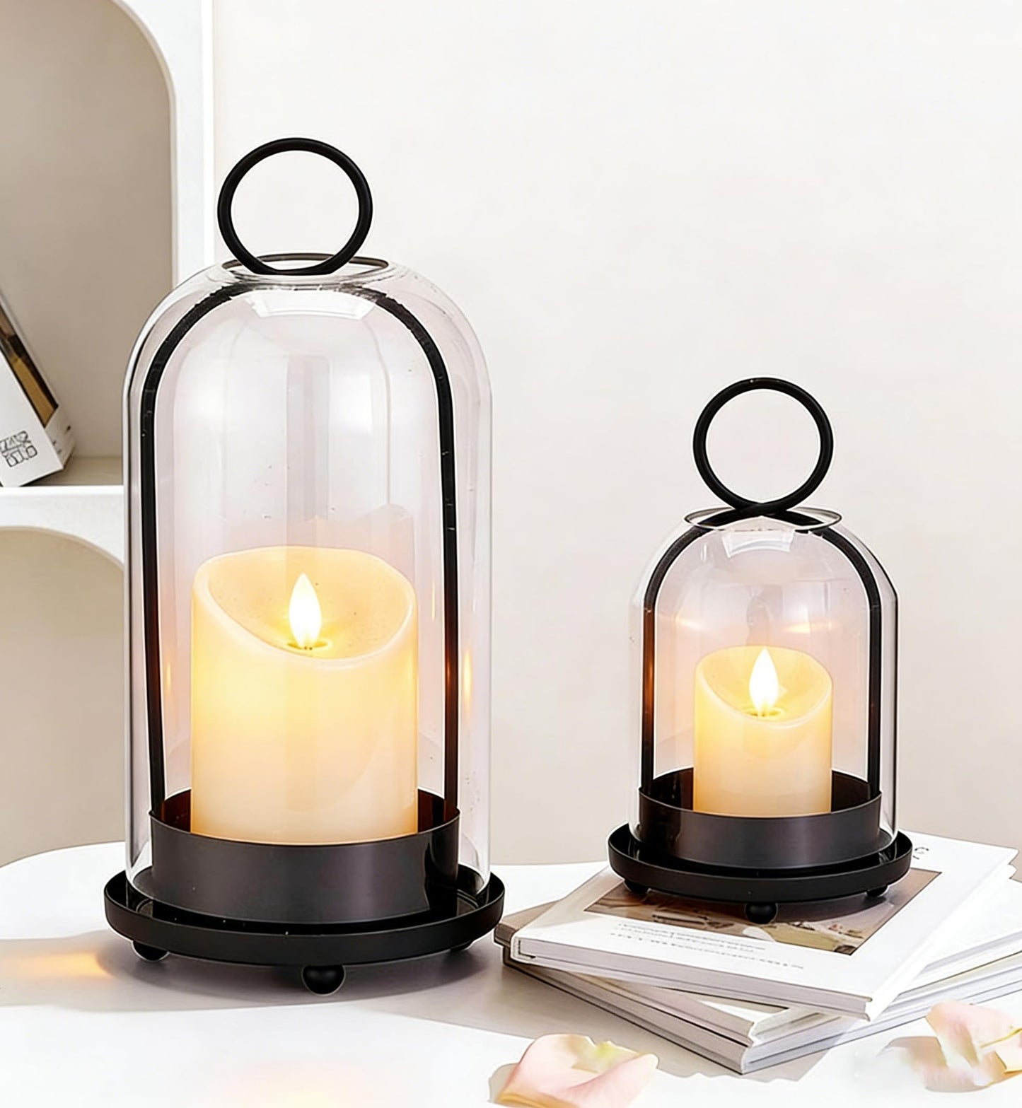 Maimeili Glass Candle Holder Hurricane Candle Lantern Decorative Candle Fits Standard Tealight for Table Wedding Dinning Centerpieces Party Supplies Farmhouse Home Decor（NO Candles）
