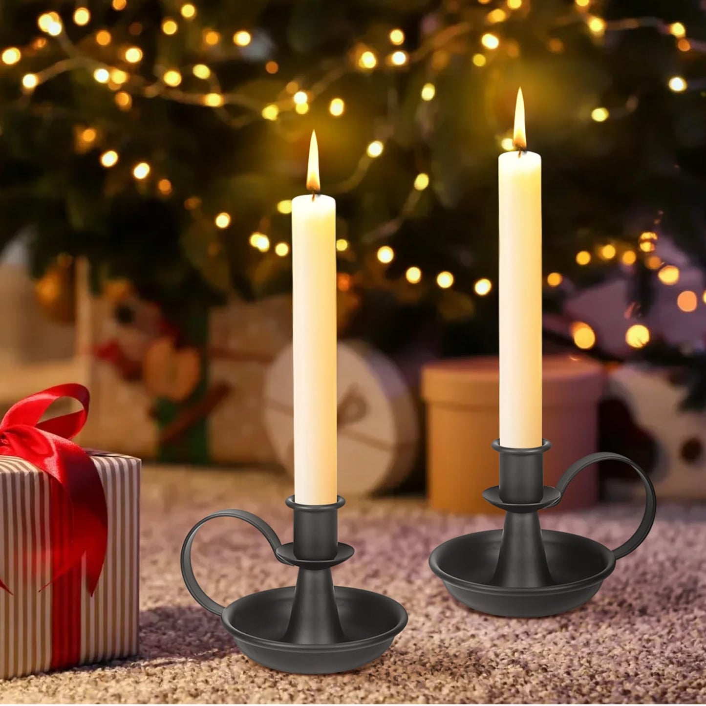 Mofunci Retro Black Candlestick Holders, Iron Taper Candle Holders Set of 2, Candle Sticks Holder Decor for Wedding Party Home Table Mantel