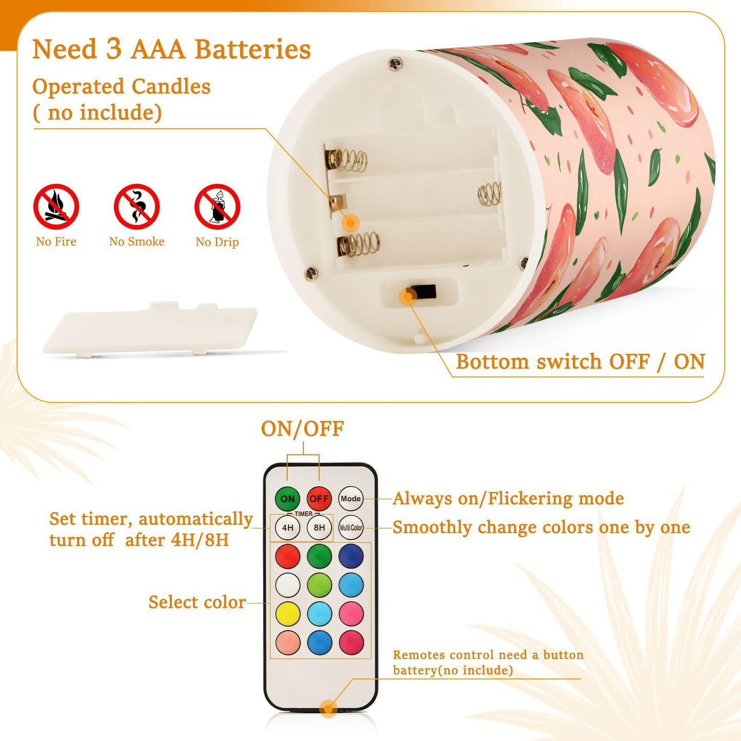 ALAZA Pink Peach Flickering Flameless Candles Battery Operated with Remote Timer,Tea Light Candles LED Pillar Votive Candles Set of 2 for Outdoor Indoor Decorations